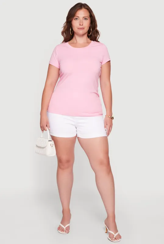 Plus Size High Waisted Fixed Cuff Shorts made by Rainbow
