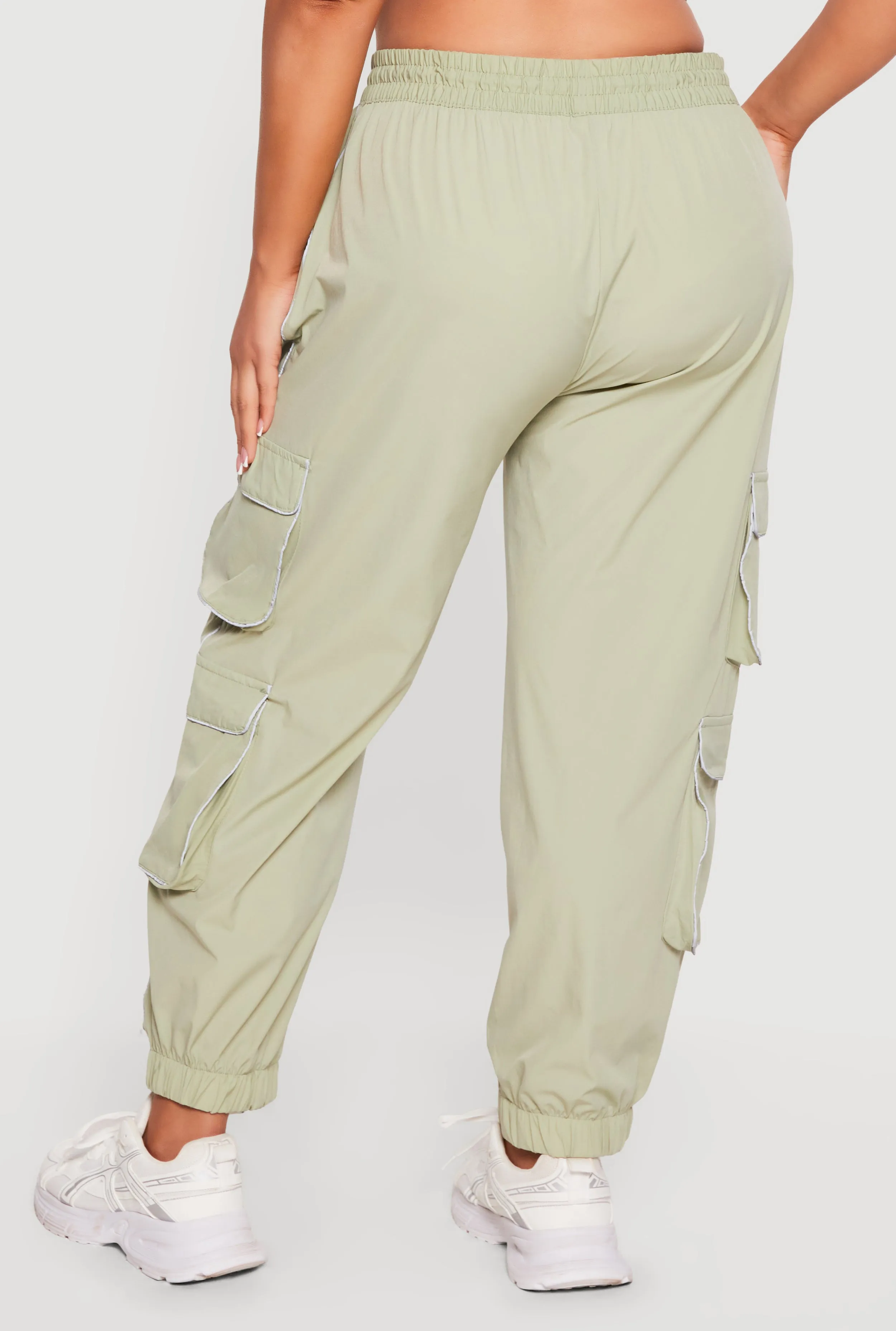 Plus Size Contrast Piping Trim Cargo Pocket Joggers sold by Rainbow product image thumbnail 5