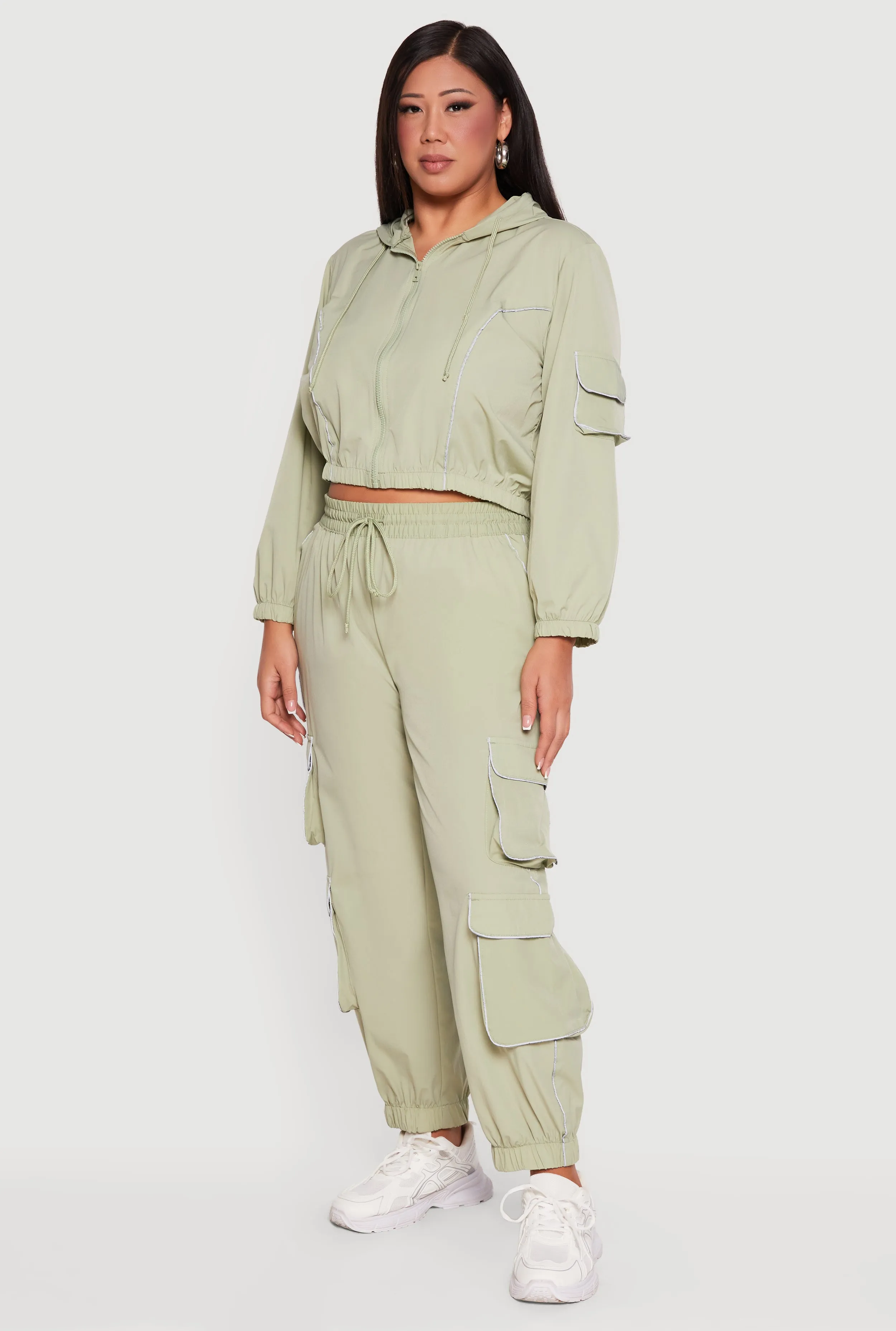 Plus Size Contrast Piping Trim Cargo Pocket Joggers sold by Rainbow product image thumbnail 2