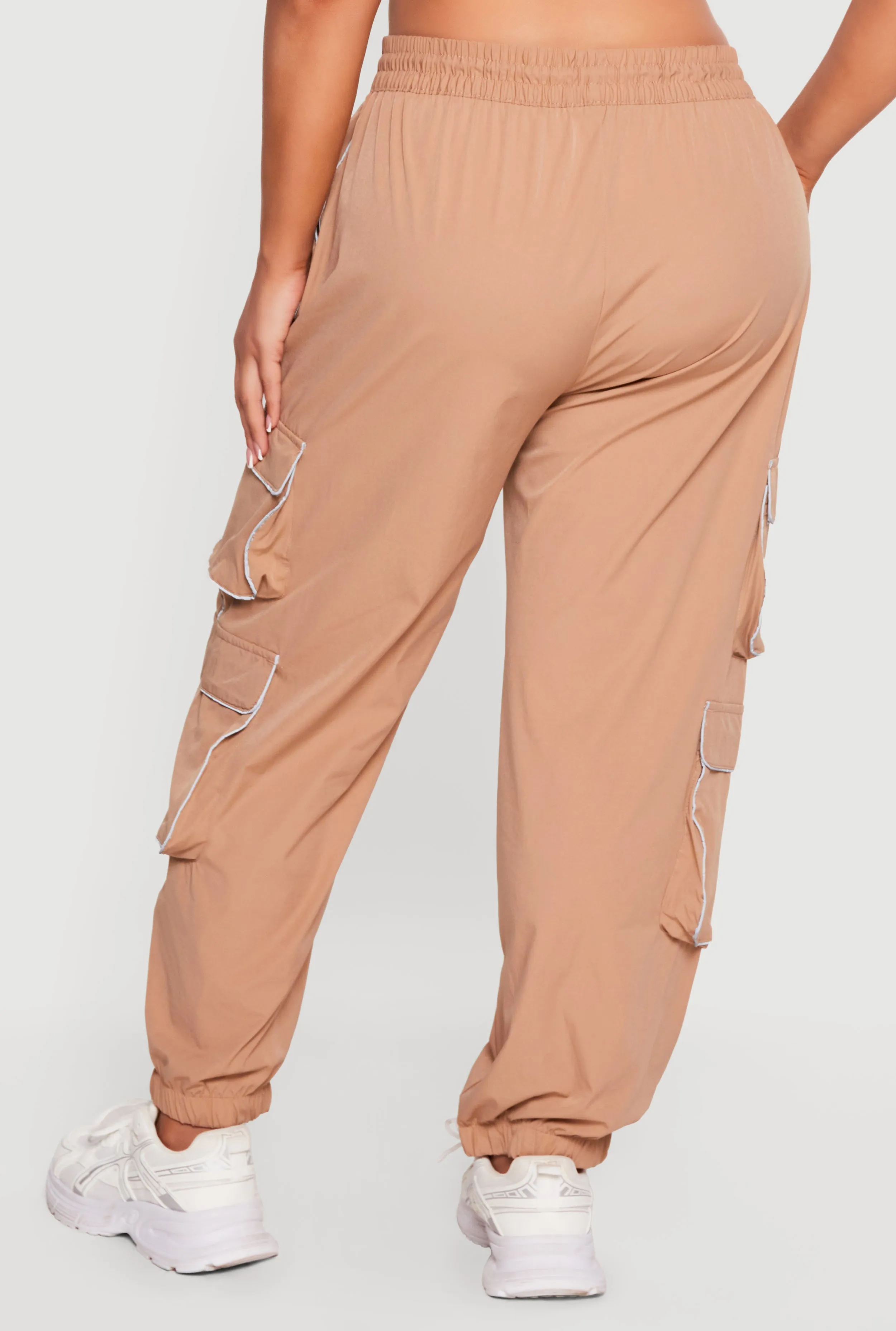 Plus Size Contrast Piping Trim Cargo Pocket Joggers sold by Rainbow product image thumbnail 5