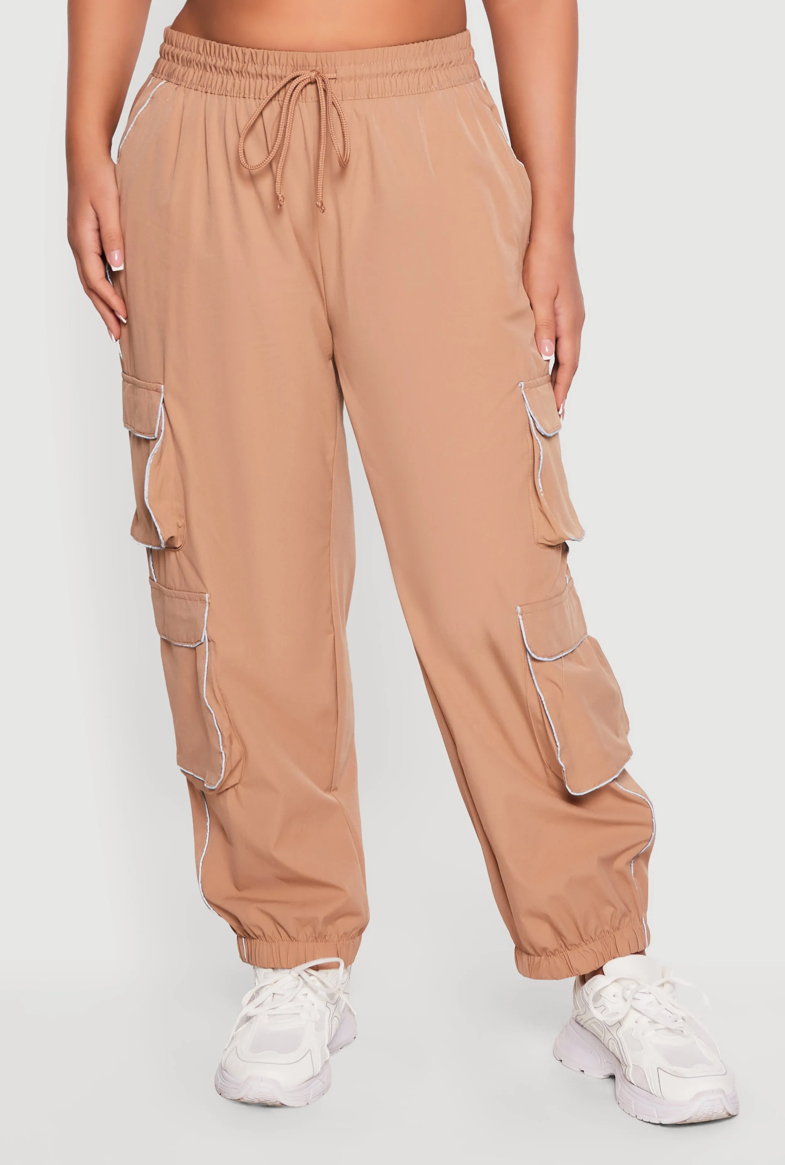Plus Size Contrast Piping Trim Cargo Pocket Joggers sold by Rainbow product image thumbnail 3