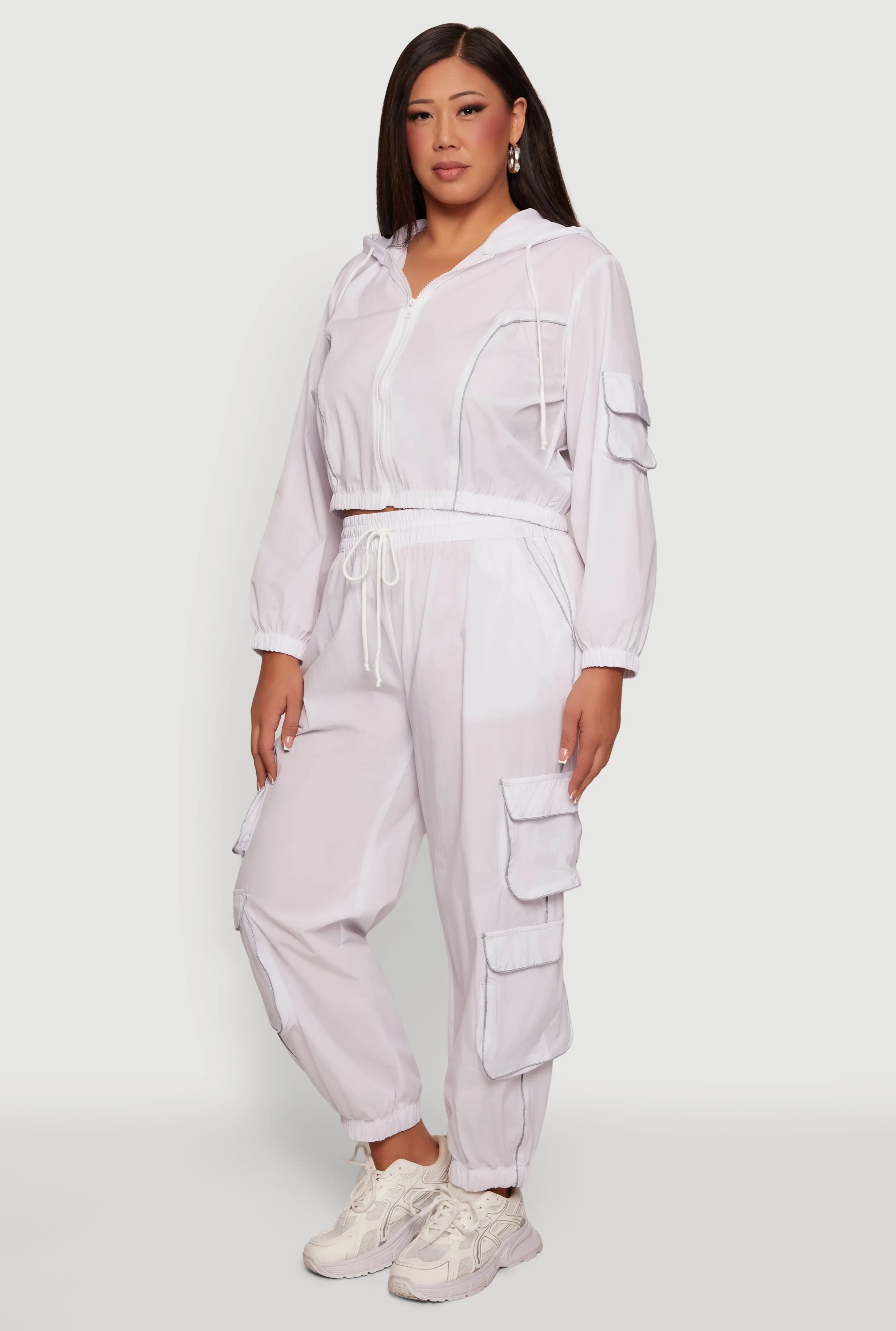 Plus Size Contrast Piping Trim Cargo Pocket Joggers sold by Rainbow product image thumbnail 2