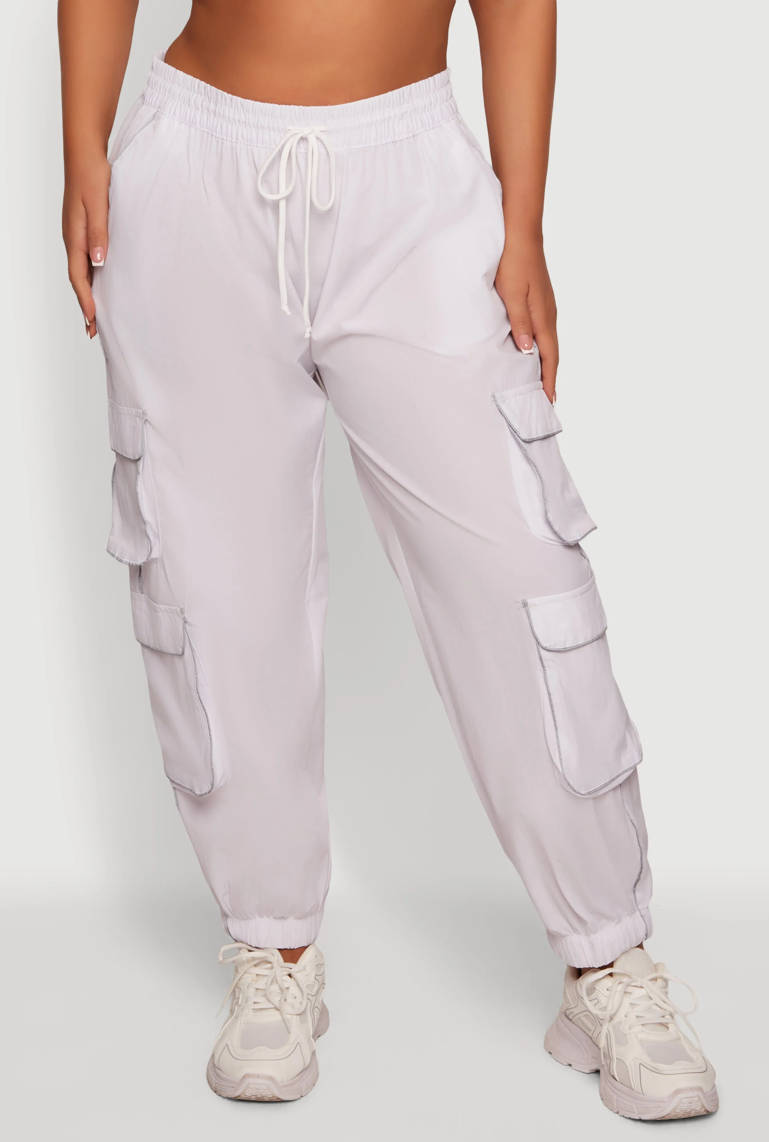 Plus Size Contrast Piping Trim Cargo Pocket Joggers sold by Rainbow product image thumbnail 3
