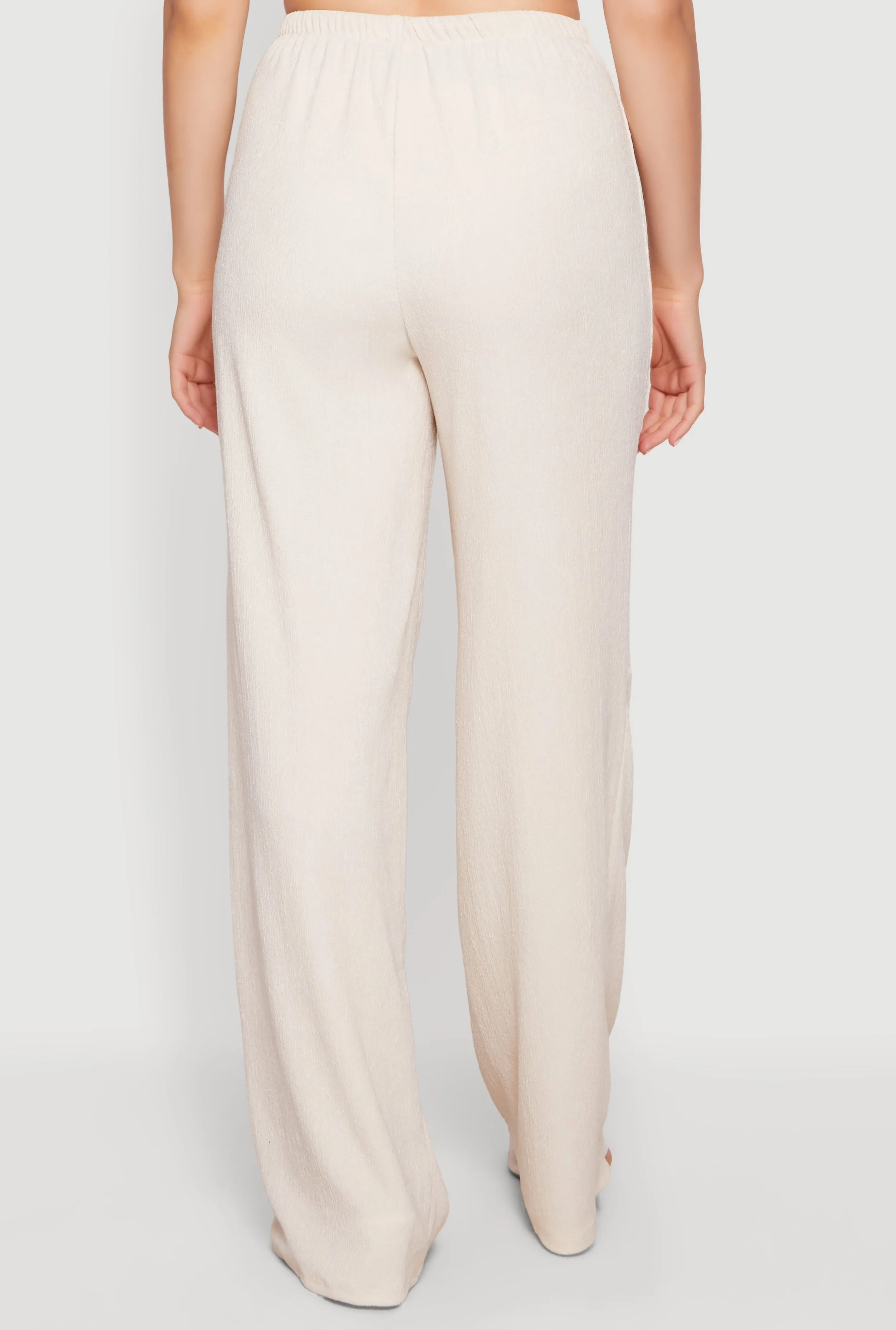 Drawstring High Waisted Wide Leg Textured Knit Pants sold by Rainbow product image thumbnail 5