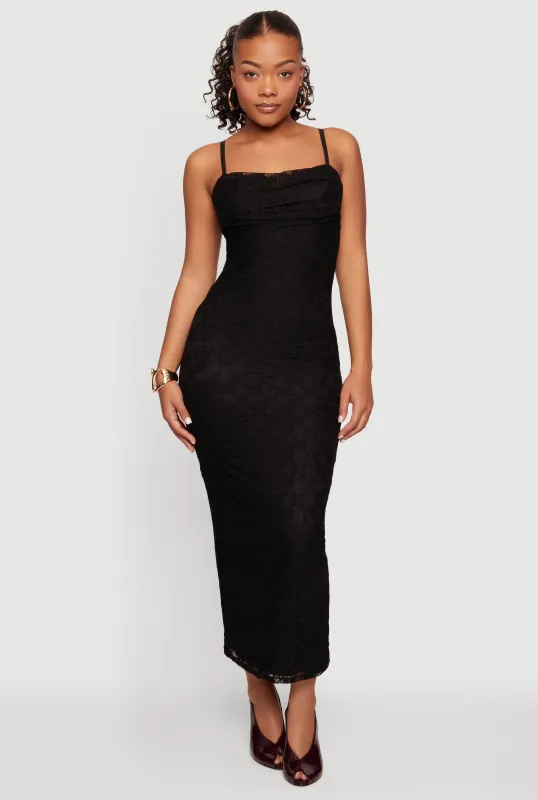 Lace Cowl Neck Sweetheart Neckline Keyhole Back Dress made by Almost Famous