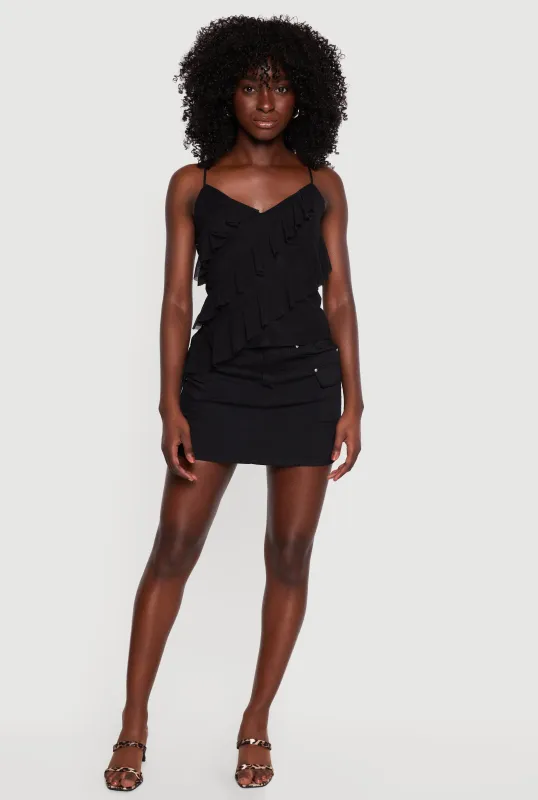 Mesh Ruffle Tiered V Neck Cami made by Rainbow