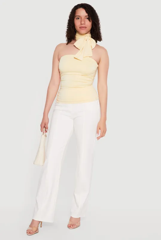 Side Ruched Tube Top with Scarf made by iris