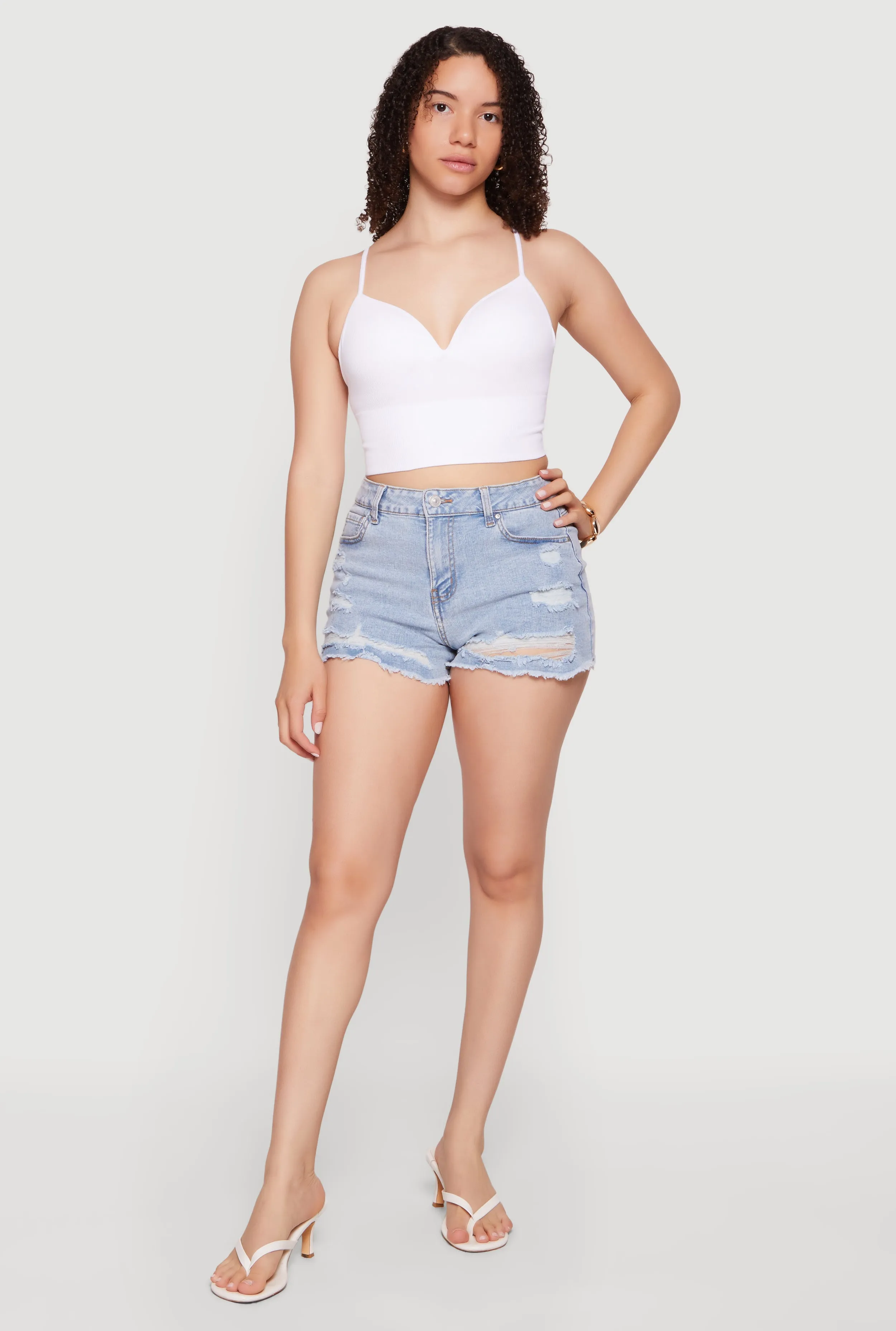 Mesh Shelf Bra Detail Cropped Cami sold by Rainbow
