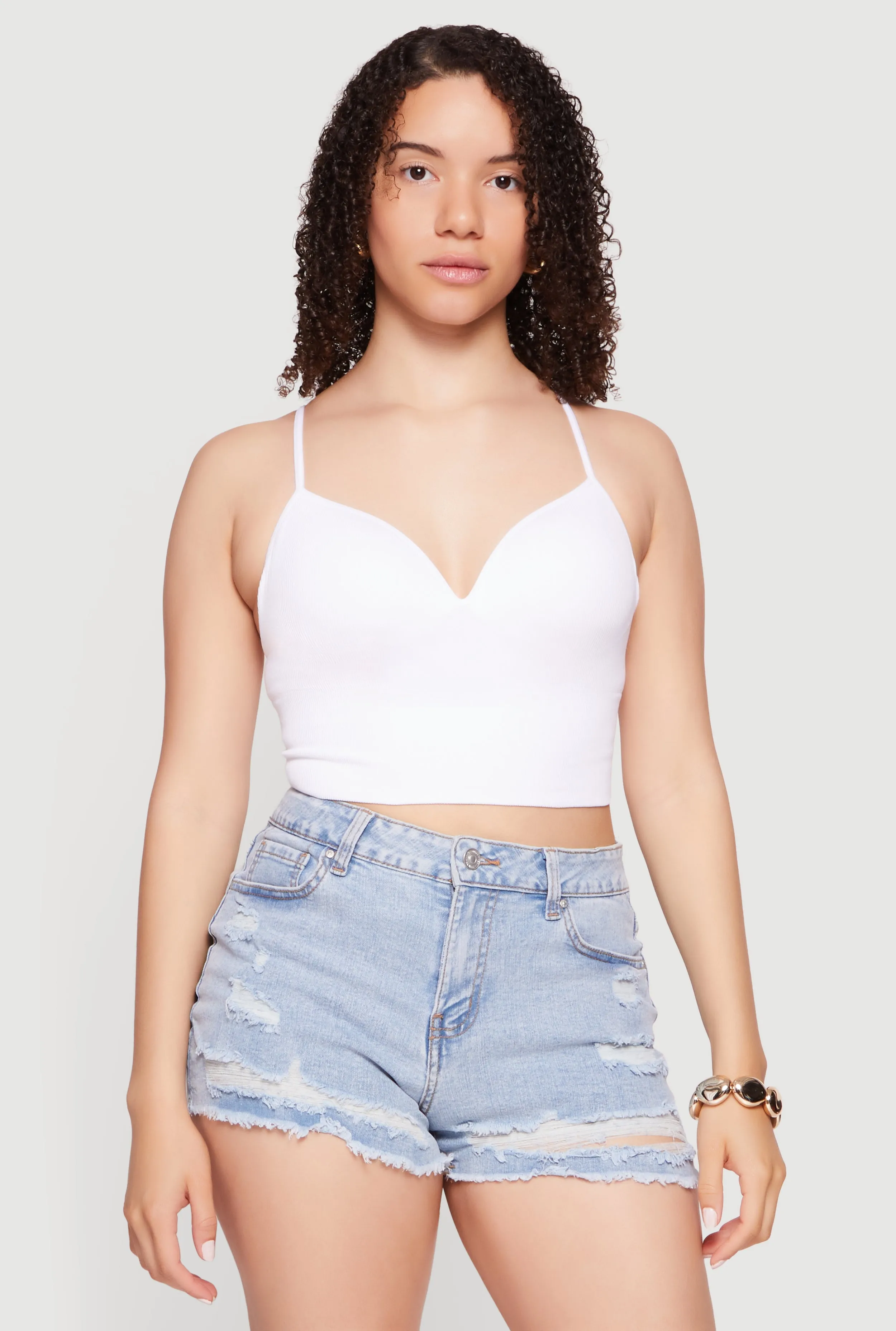 Mesh Shelf Bra Detail Cropped Cami sold by Rainbow product image thumbnail 2
