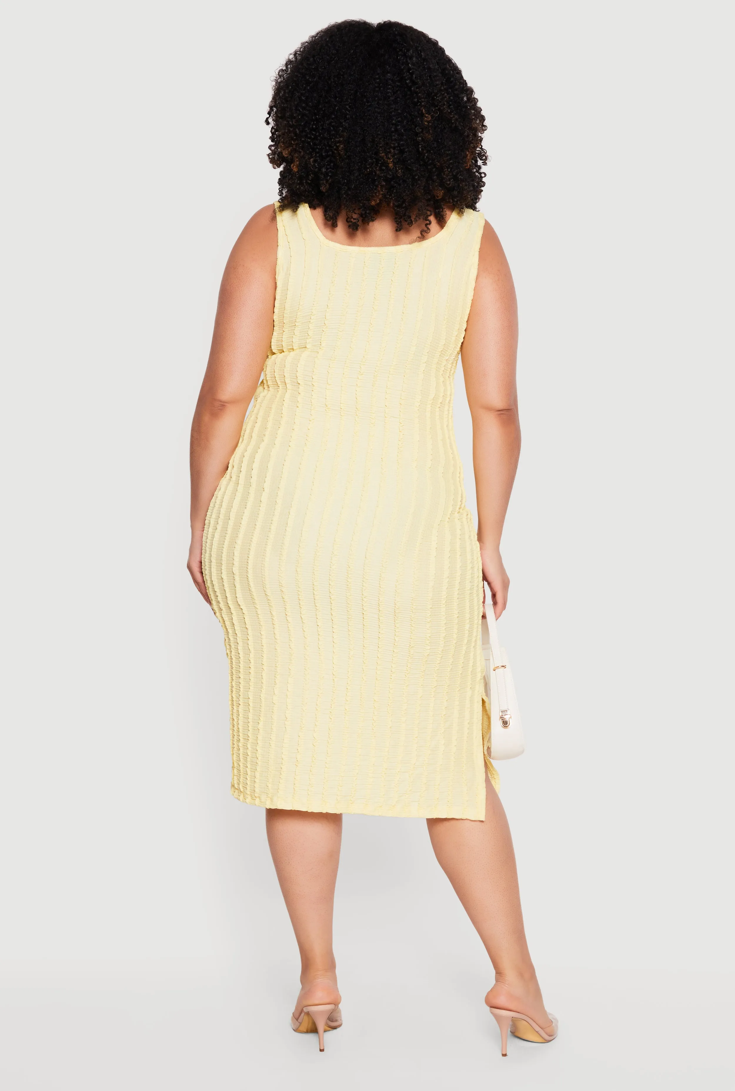 Plus Size Side Slit Textured Knit Midi Dress sold by Rainbow product image thumbnail 3