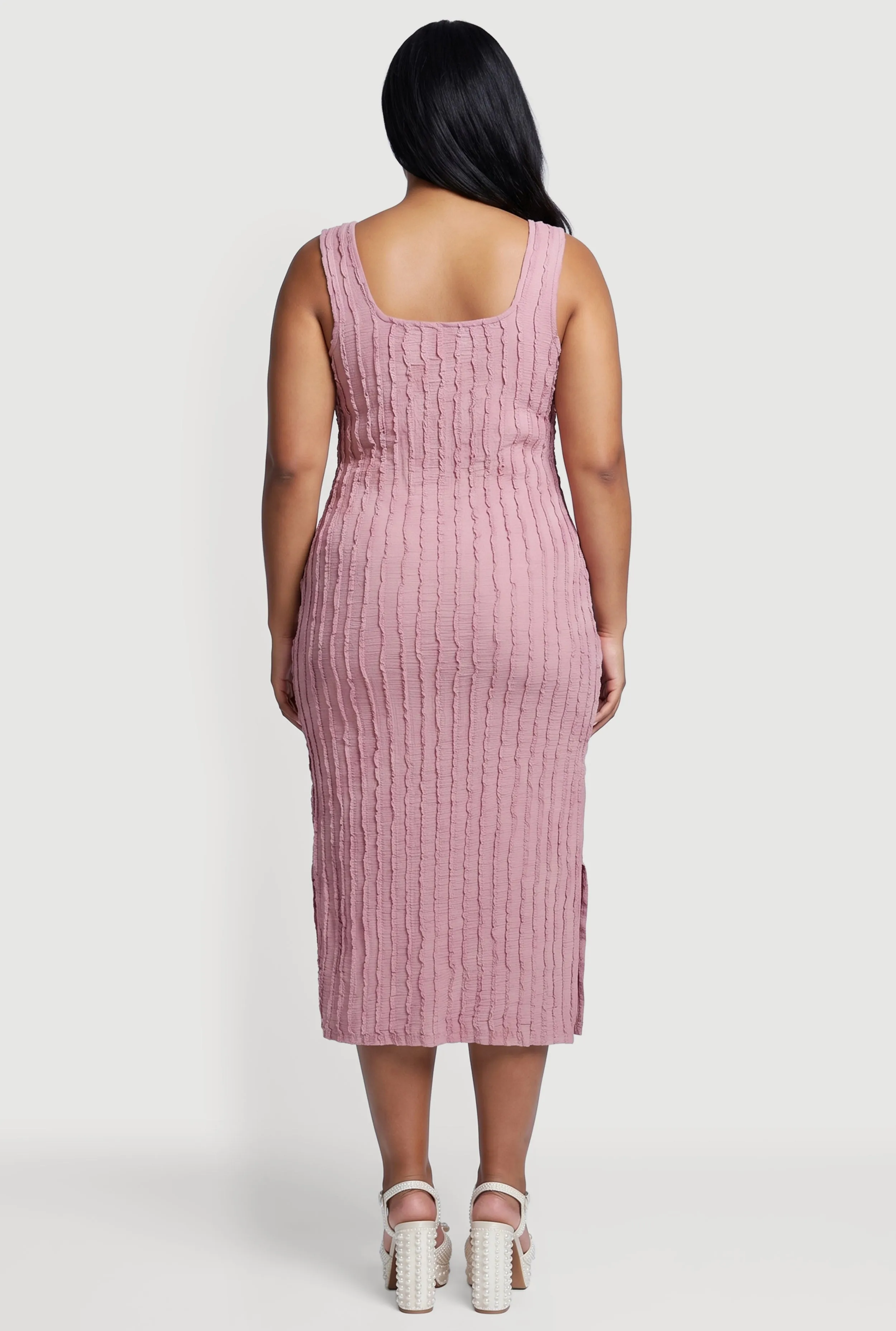 Plus Size Side Slit Textured Knit Midi Dress sold by Rainbow product image thumbnail 3