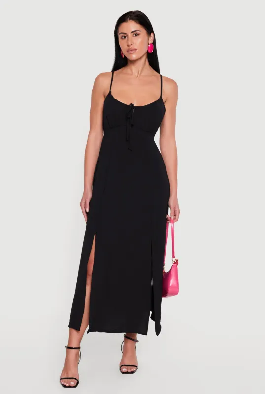 Crepe Knit Side Slit Maxi Dress made by Ambiance