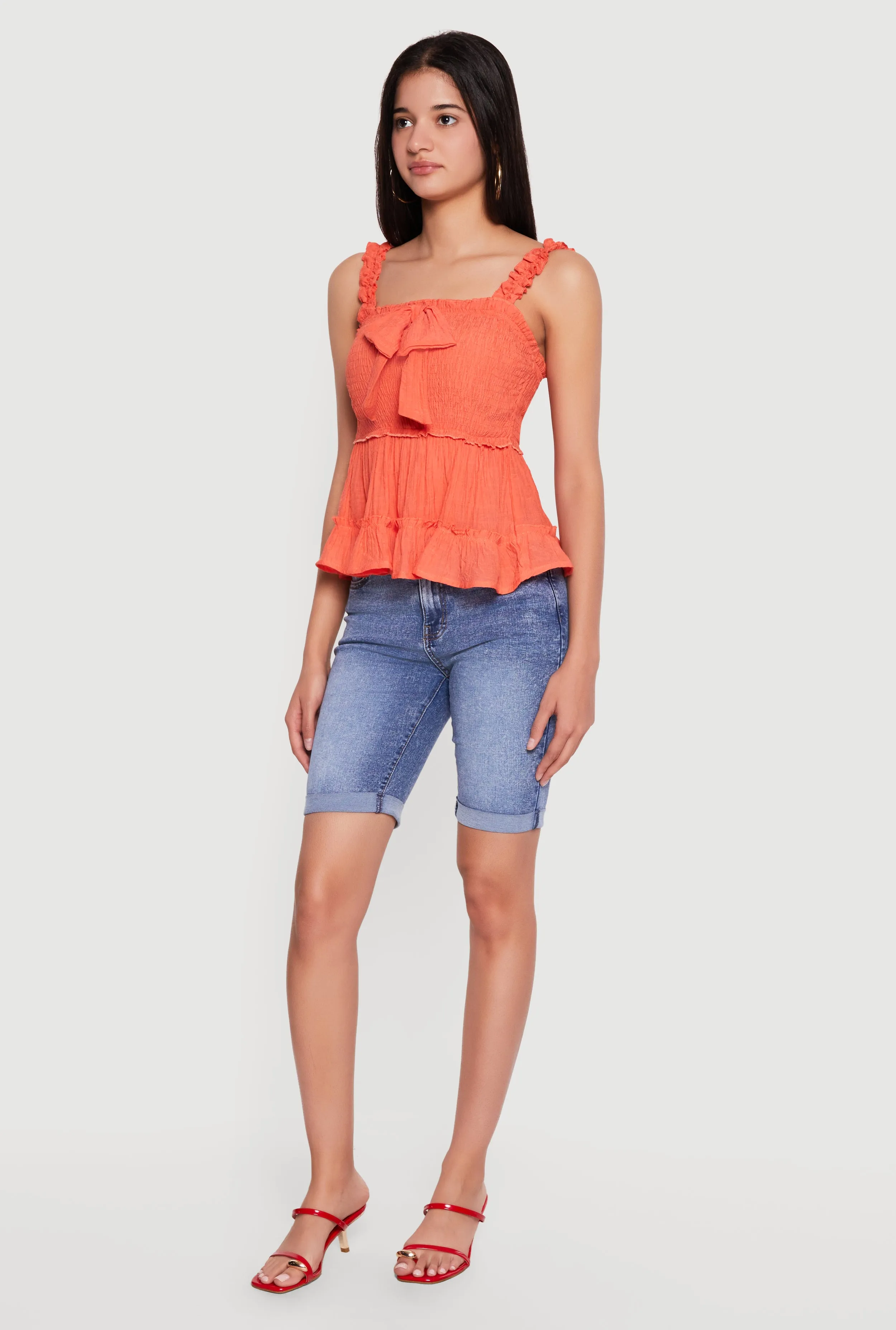 High Waisted Acid Wash Denim Bermuda Shorts sold by Rainbow product image thumbnail 2