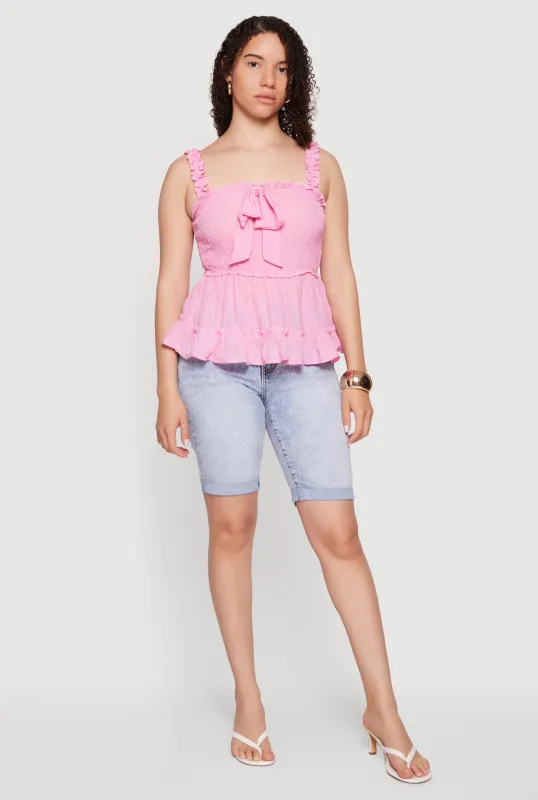 High Waisted Acid Wash Denim Bermuda Shorts made by Rainbow
