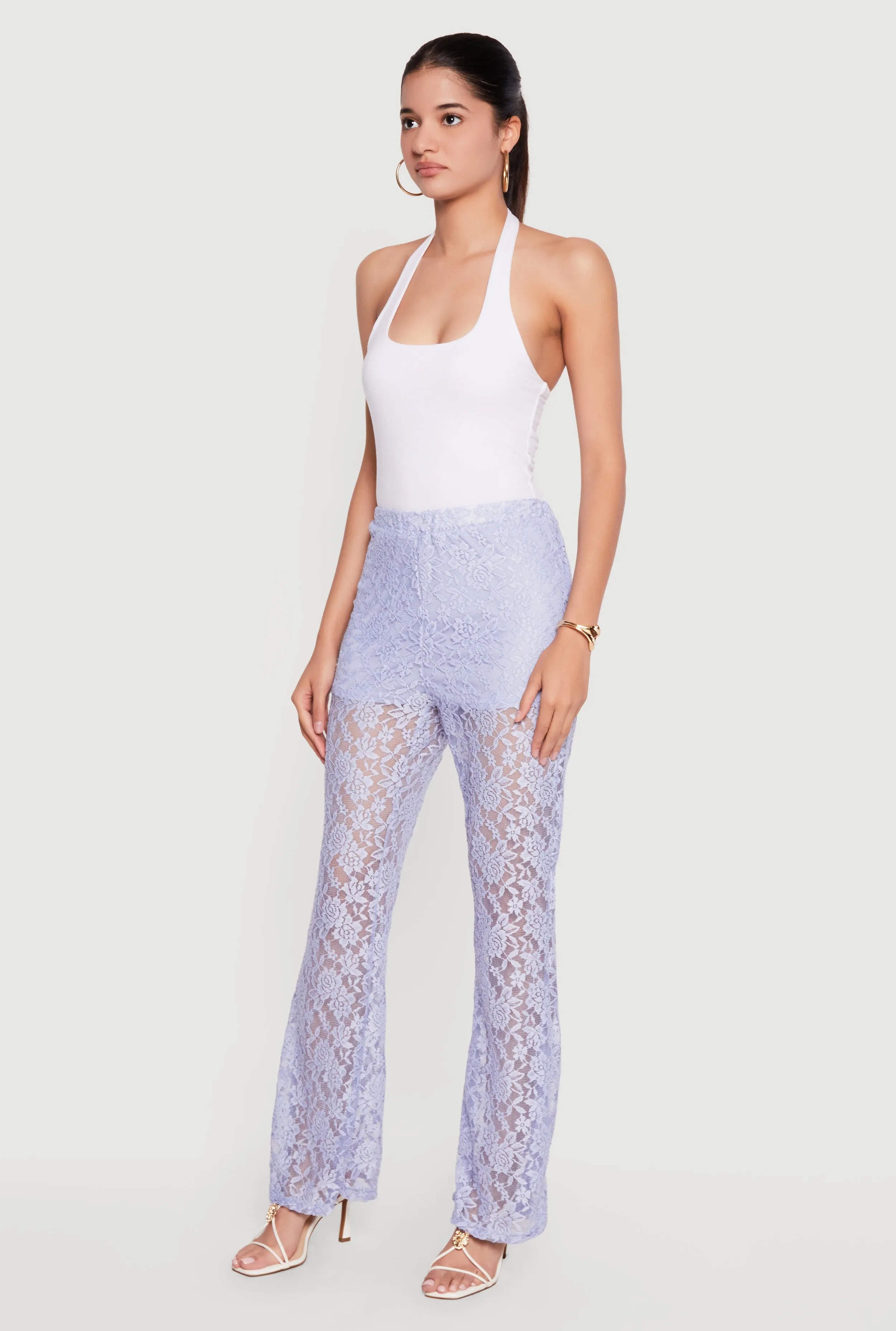 Floral Lace Flare Leg Casual Pants sold by Rainbow product image thumbnail 2