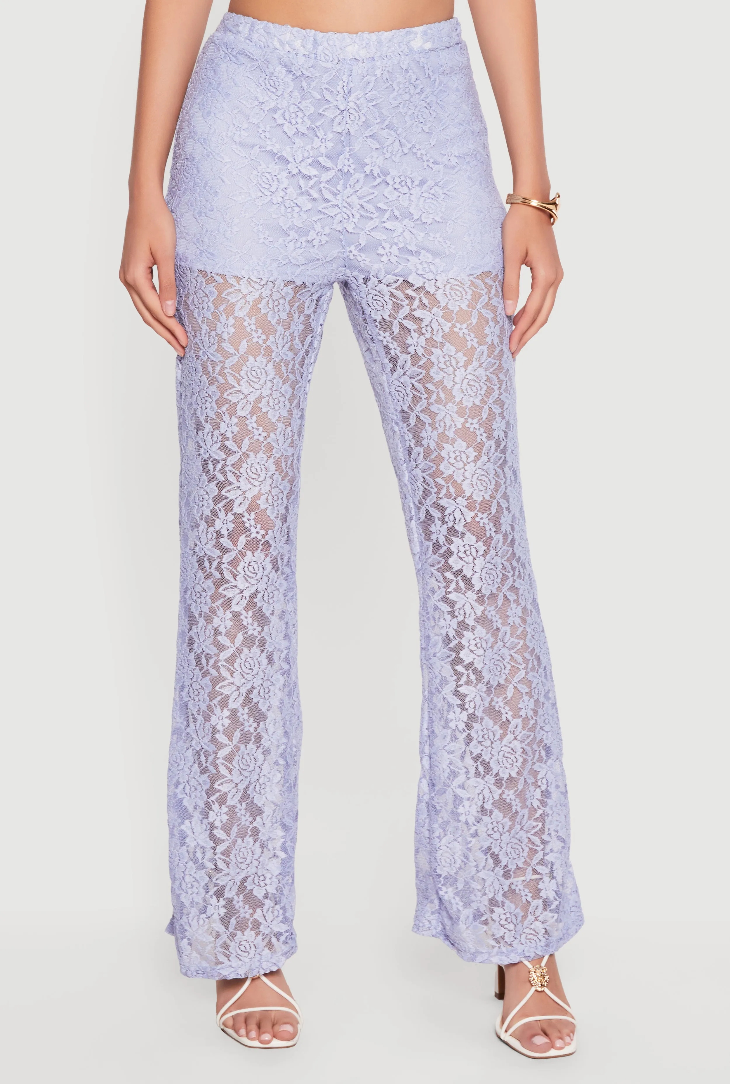 Floral Lace Flare Leg Casual Pants sold by Rainbow product image thumbnail 3