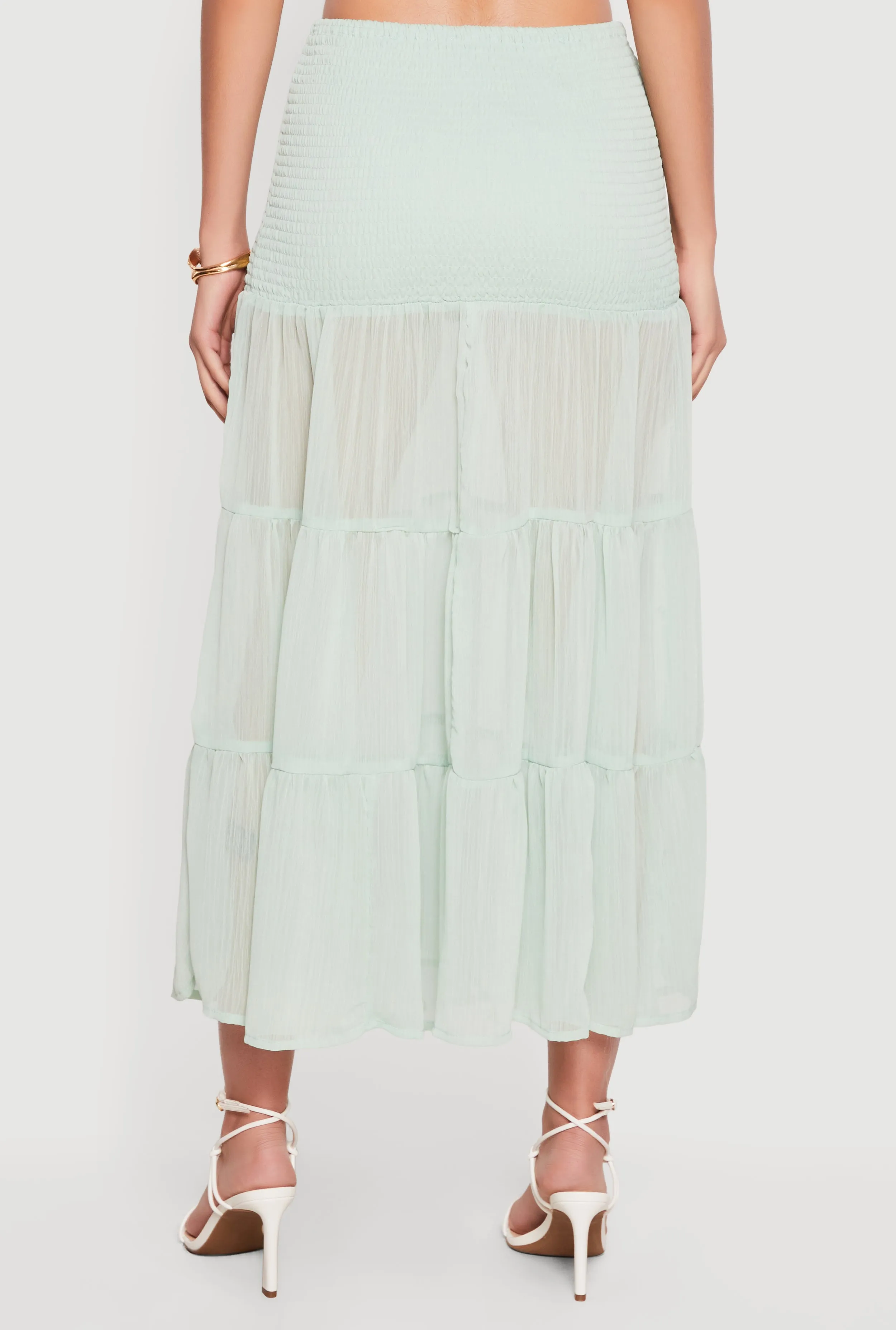 Smocked Waist Ruffle Tiered Maxi Skirt sold by Rainbow product image thumbnail 5