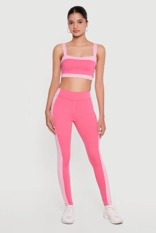High Waisted Contrast Trim Leggings made by Rainbow