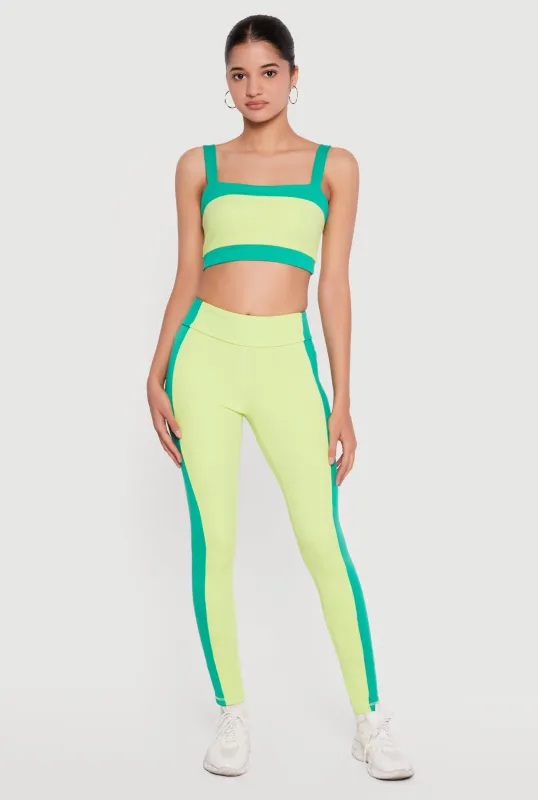 High Waisted Contrast Trim Leggings made by Rainbow