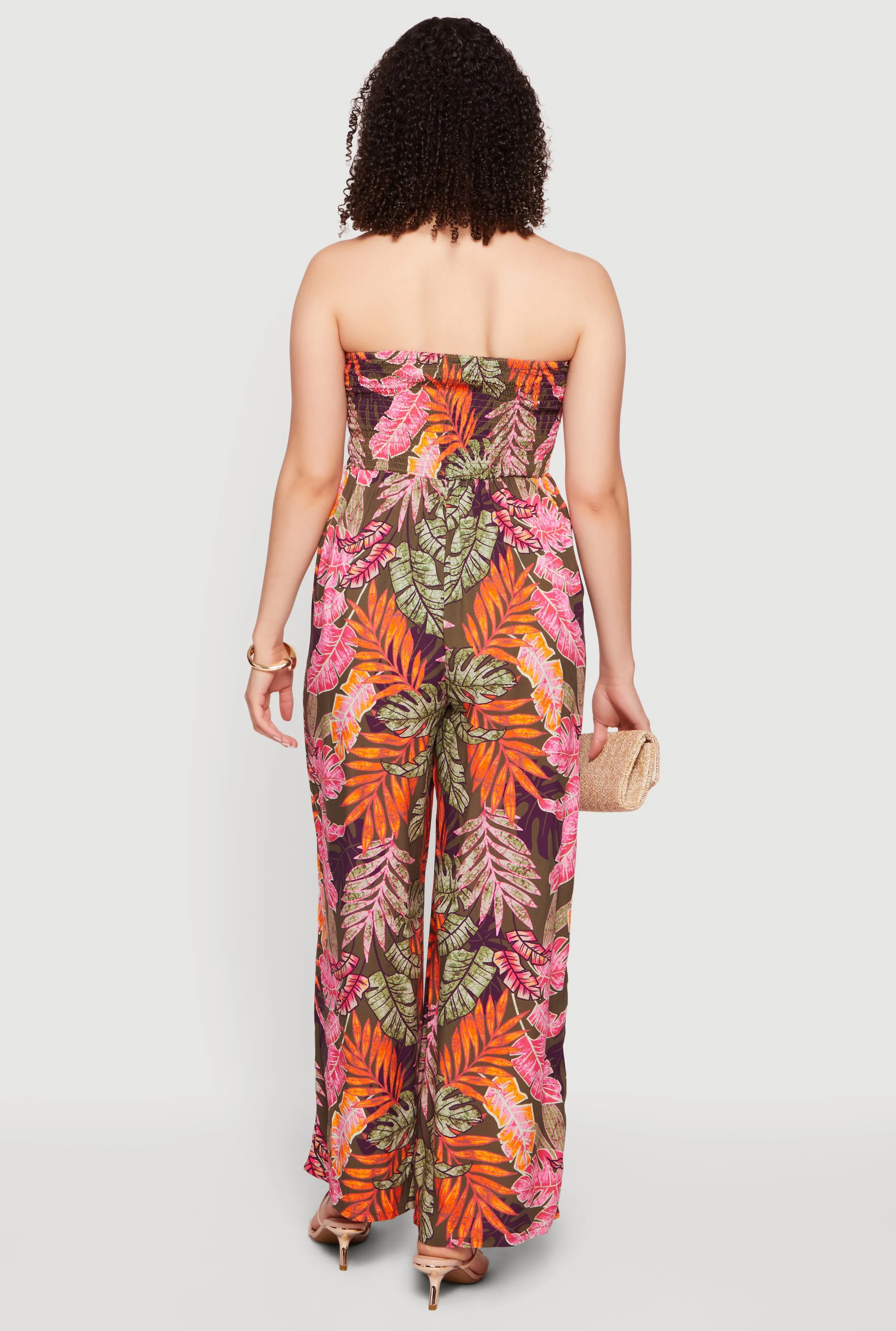 Leaf Print Tie Front Detail Wide Leg Jumpsuit sold by Rainbow product image thumbnail 3