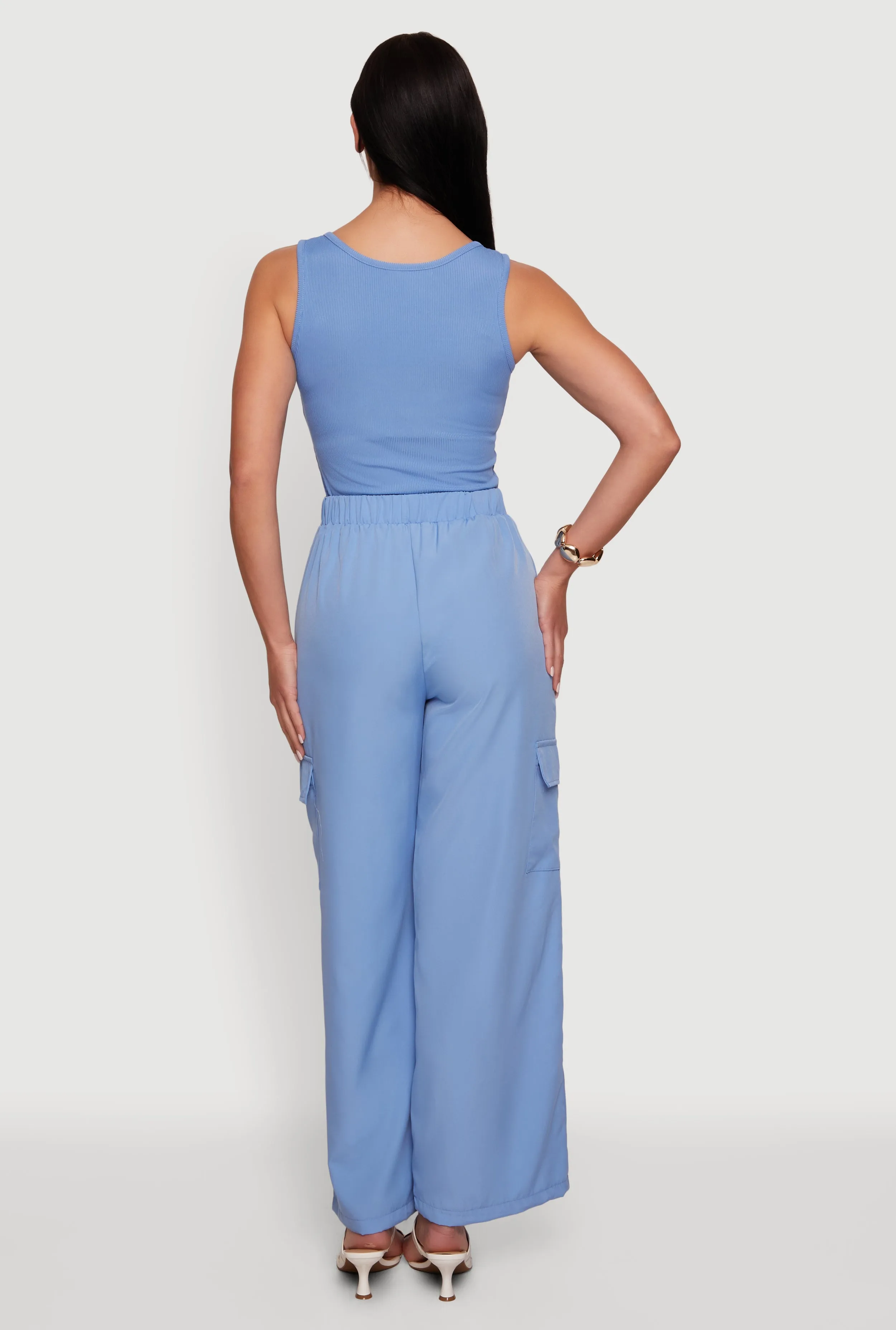 Sleeveless Elastic Waist Jumpsuit with Cargo Pockets sold by Rainbow product image thumbnail 3