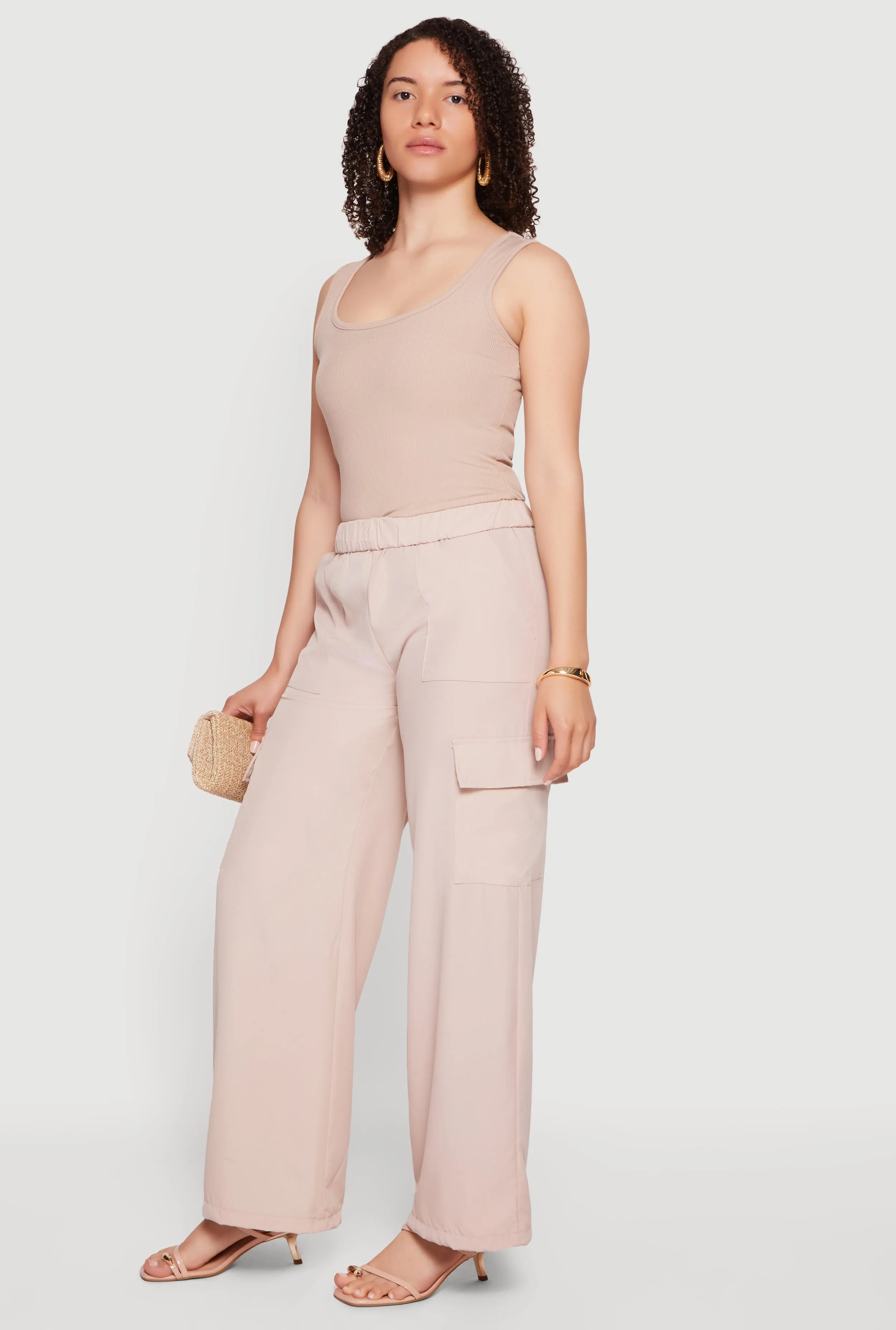 Sleeveless Elastic Waist Jumpsuit with Cargo Pockets sold by Rainbow product image thumbnail 2
