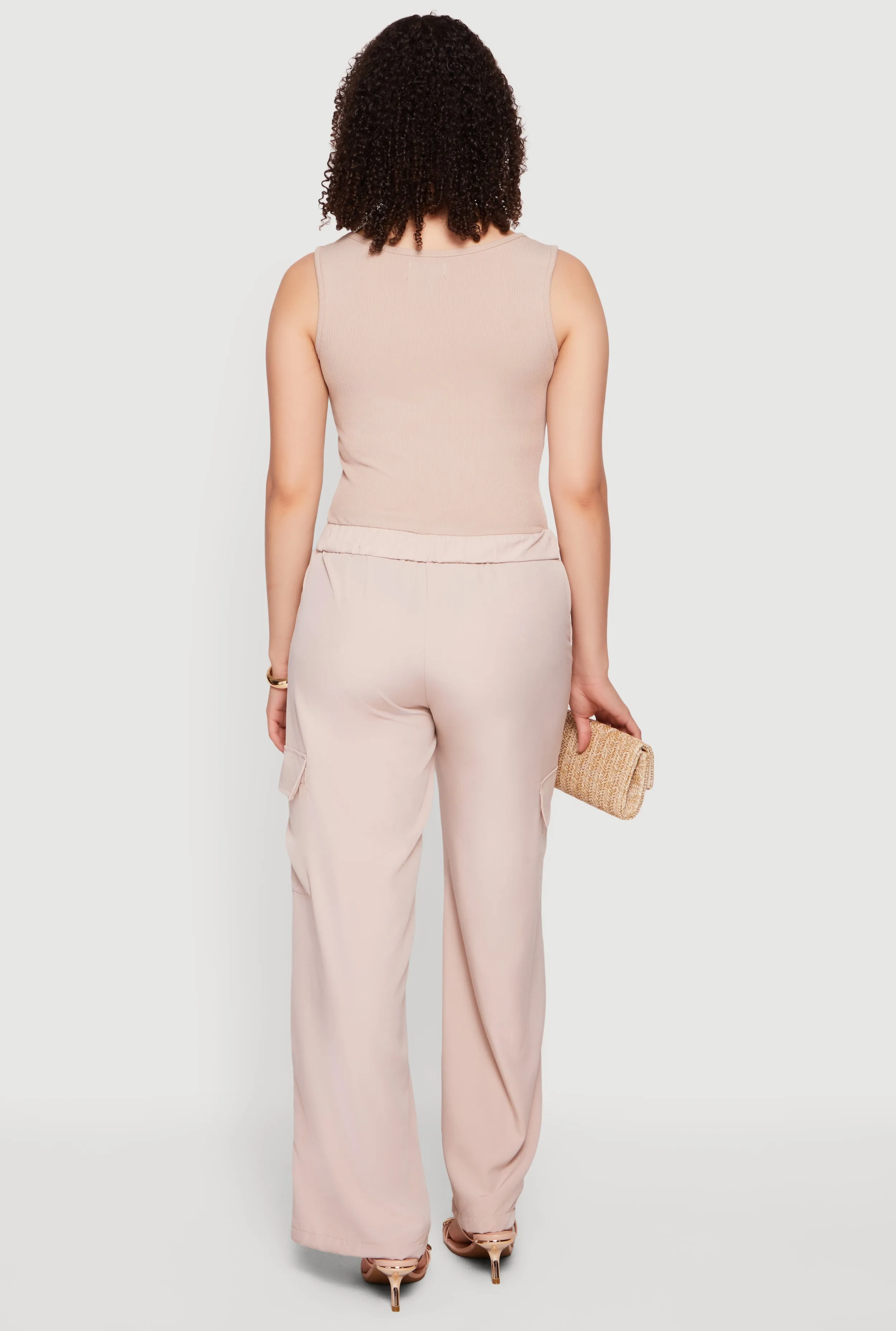 Sleeveless Elastic Waist Jumpsuit with Cargo Pockets sold by Rainbow product image thumbnail 3