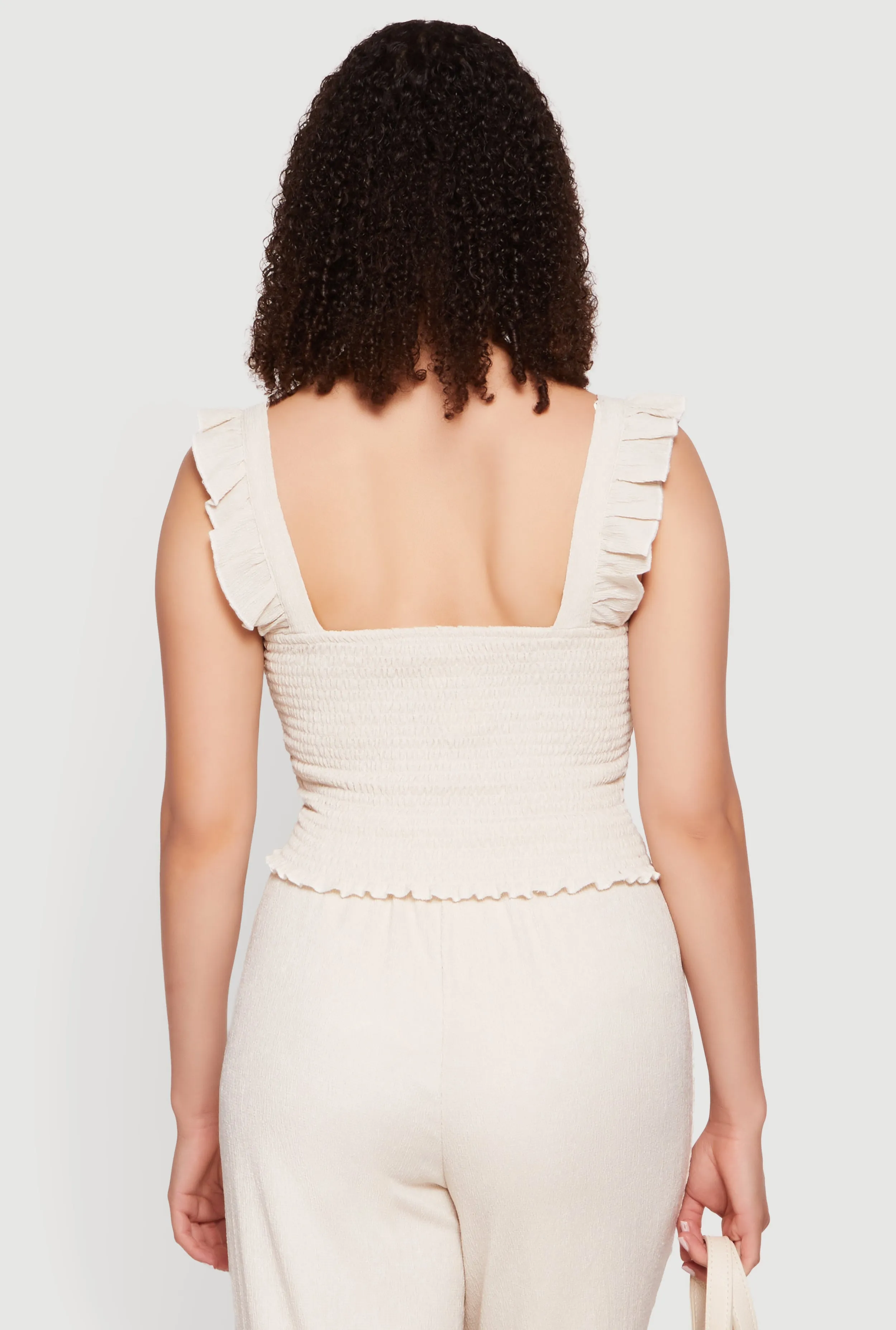 Ruffle Strap Smocked Crop Top sold by Rainbow product image thumbnail 5