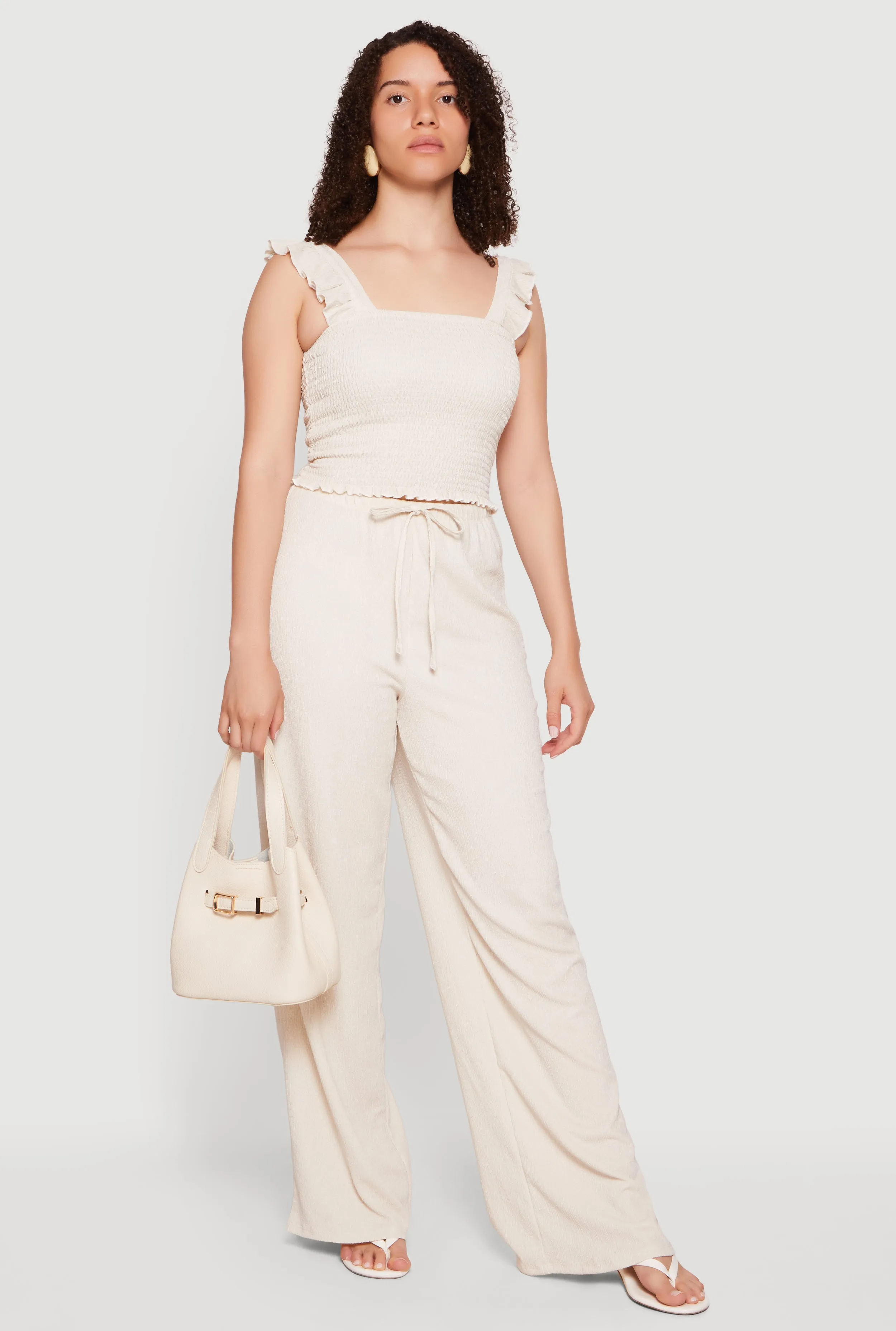 Ruffle Strap Smocked Crop Top sold by Rainbow product image thumbnail 2
