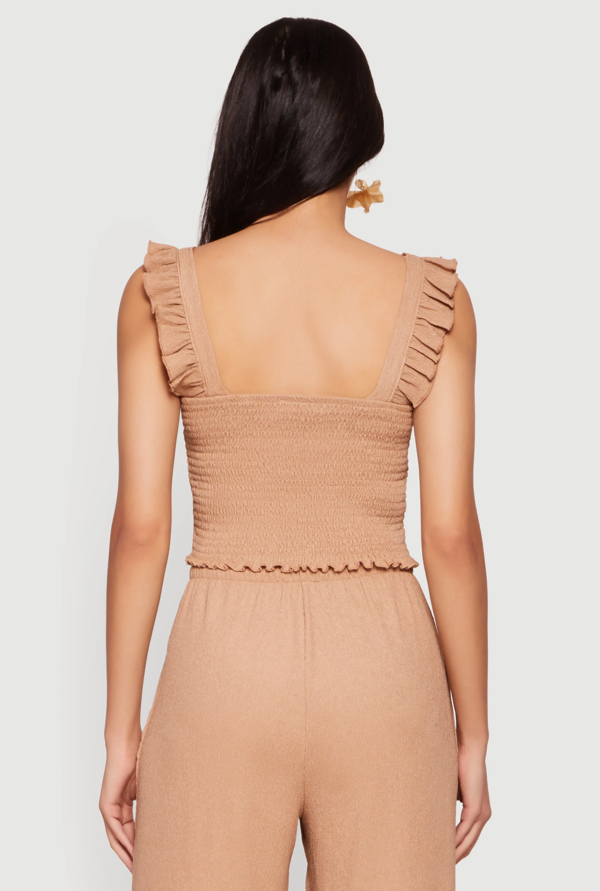 Ruffle Strap Smocked Crop Top sold by Rainbow product image thumbnail 5