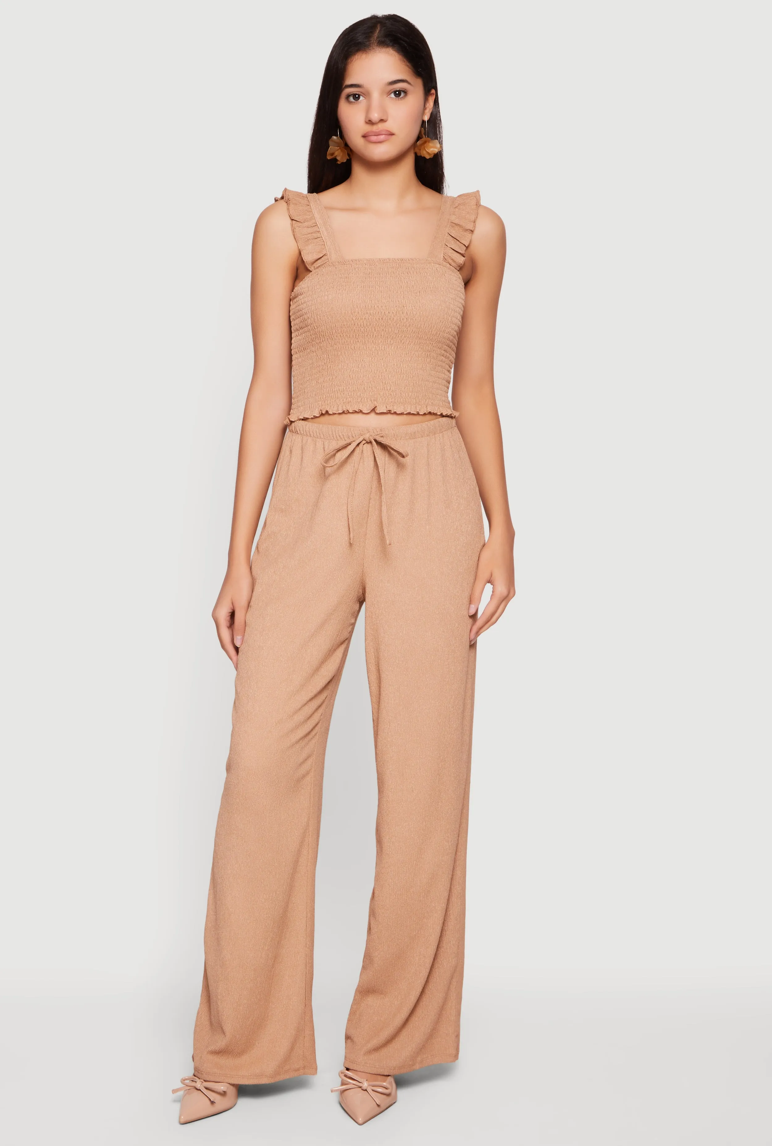 Ruffle Strap Smocked Crop Top sold by Rainbow product image thumbnail 2