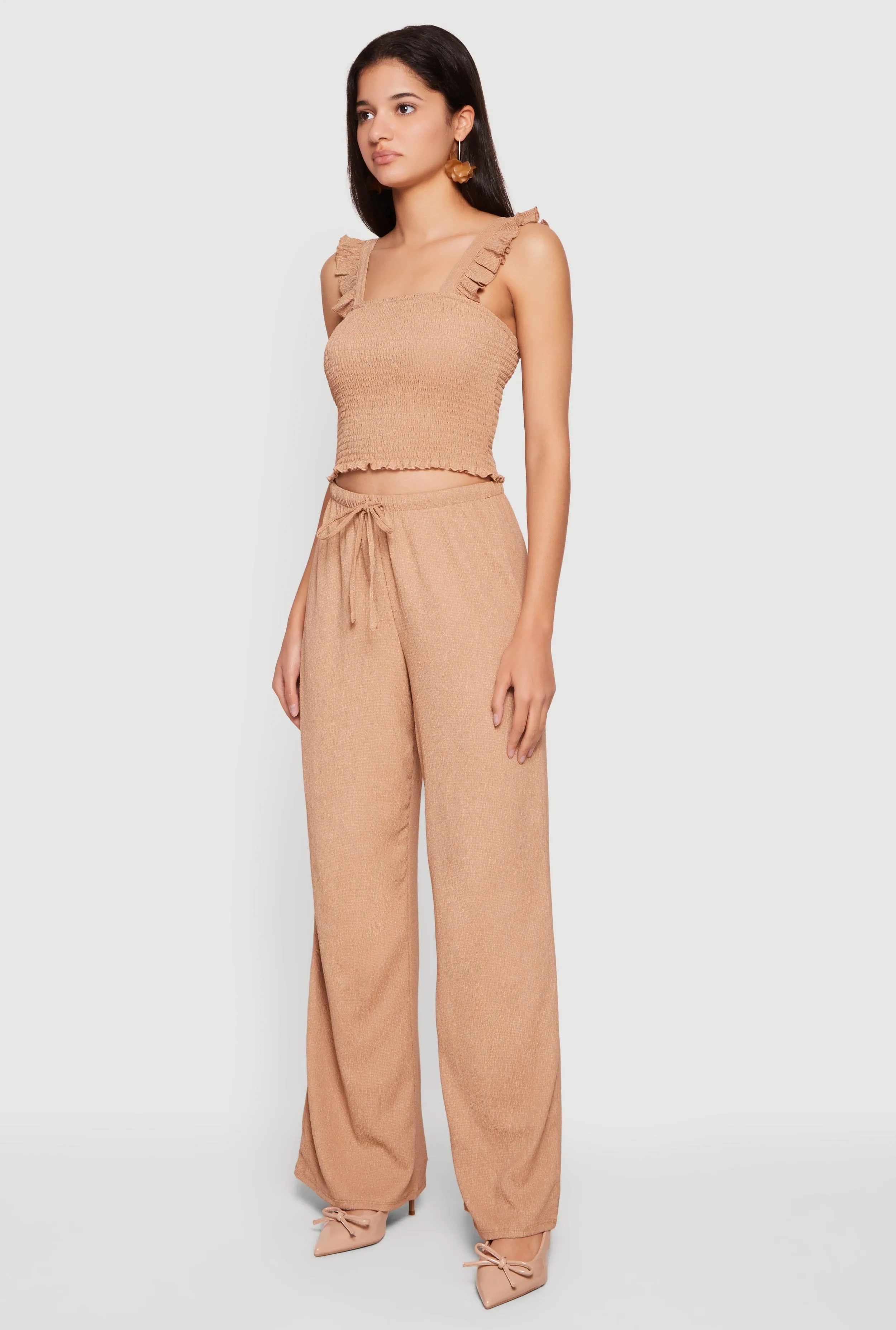 Ruffle Strap Smocked Crop Top sold by Rainbow product image thumbnail 3