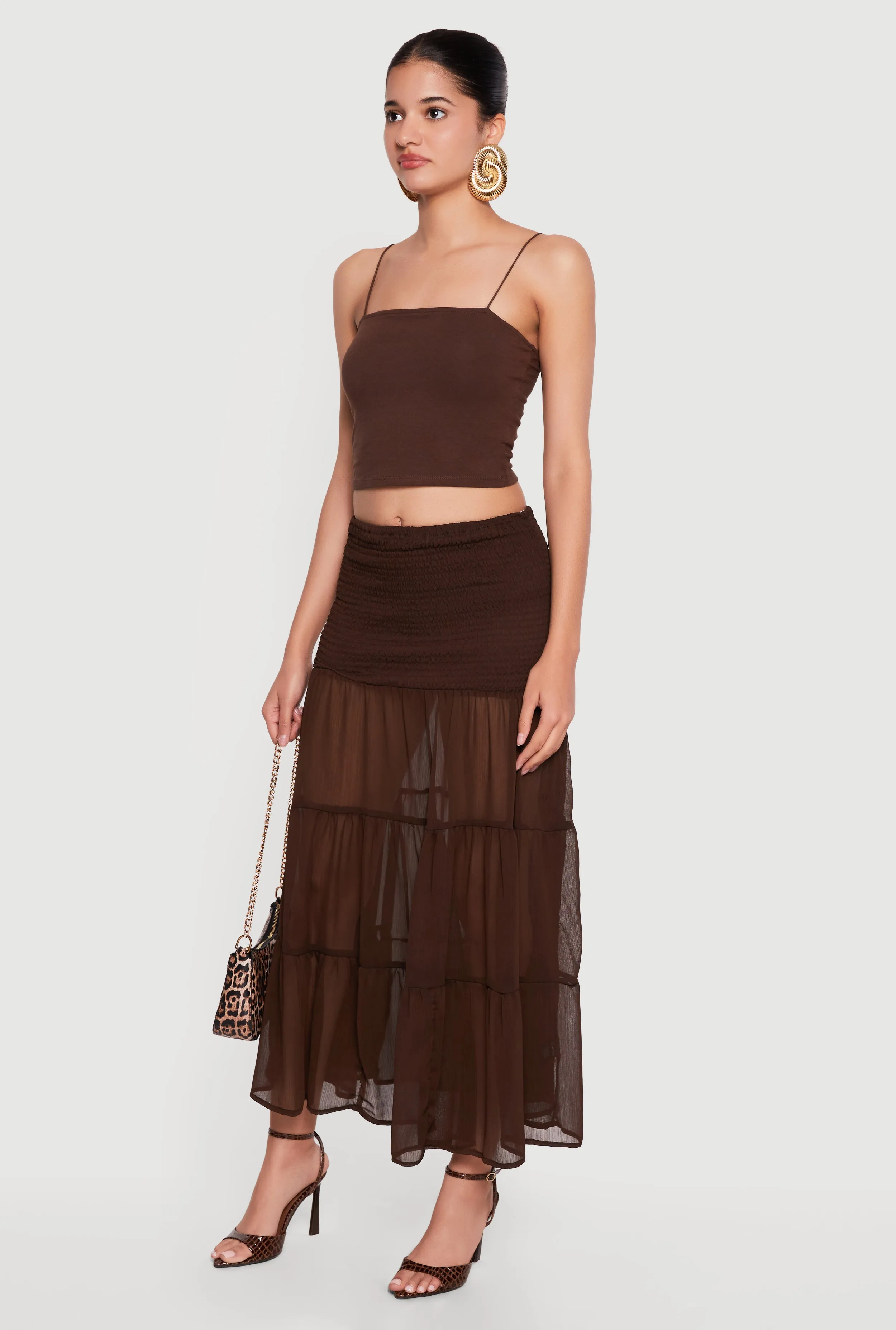 Smocked Waist Ruffle Tiered Maxi Skirt sold by Rainbow product image thumbnail 2
