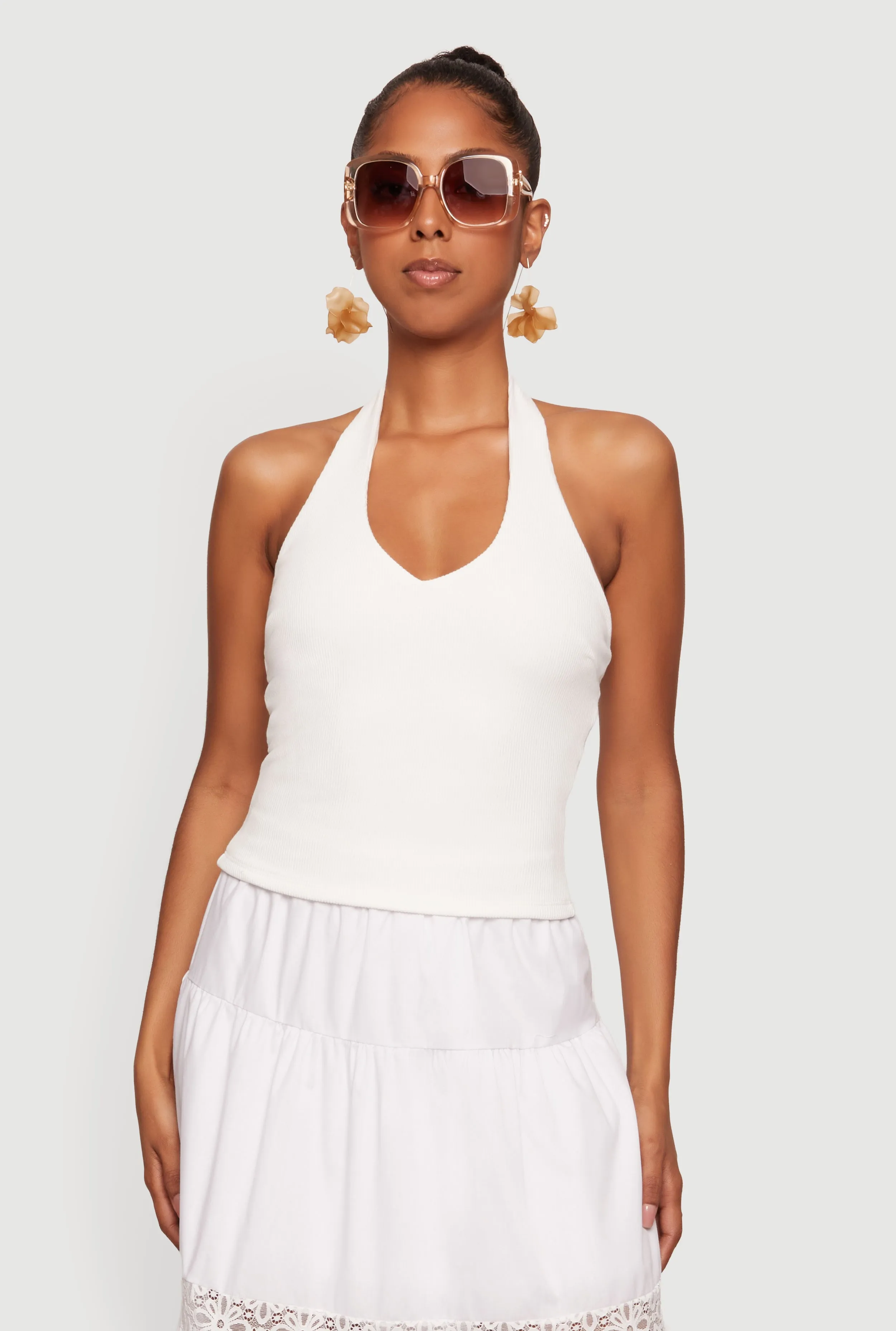 Ribbed Knit Open Back Halter Top sold by Rainbow product image thumbnail 2