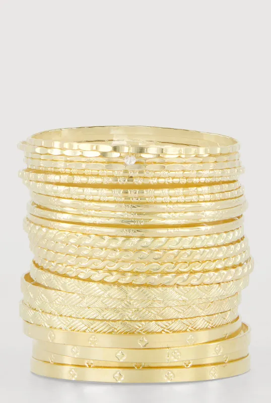 Assorted Textured Metallic Bangles Set of 30 made by Rainbow