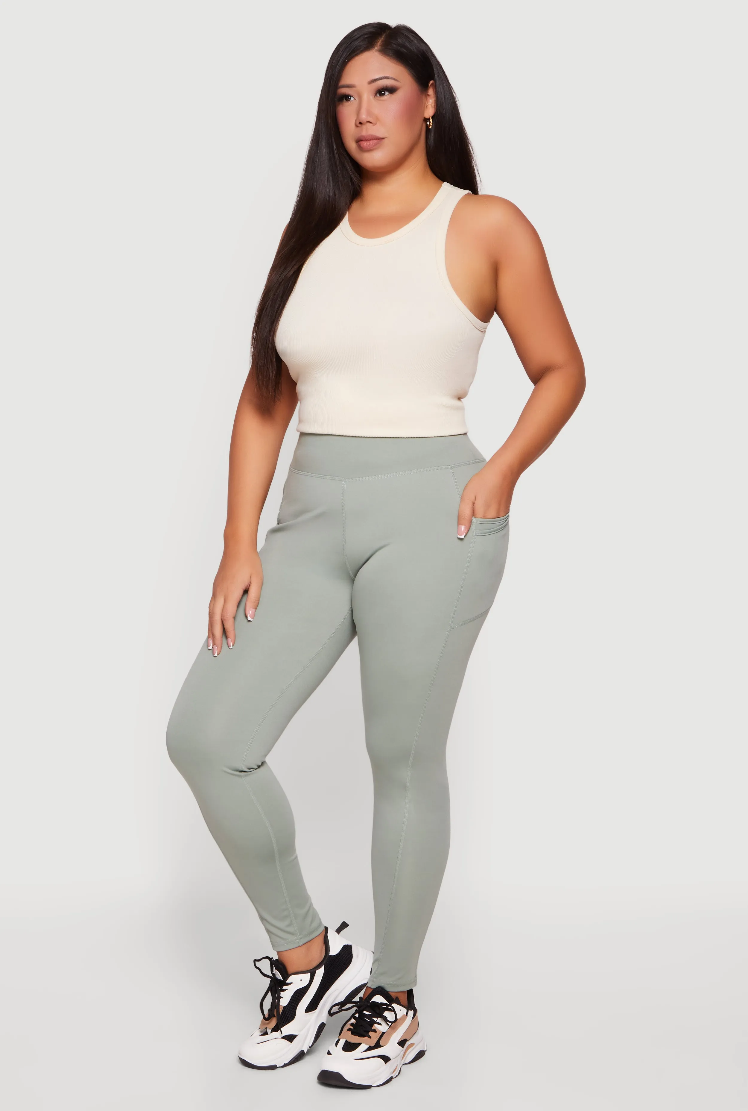 Plus Size High Waist Leggings with Cell Phone Pockets sold by Rainbow product image thumbnail 2