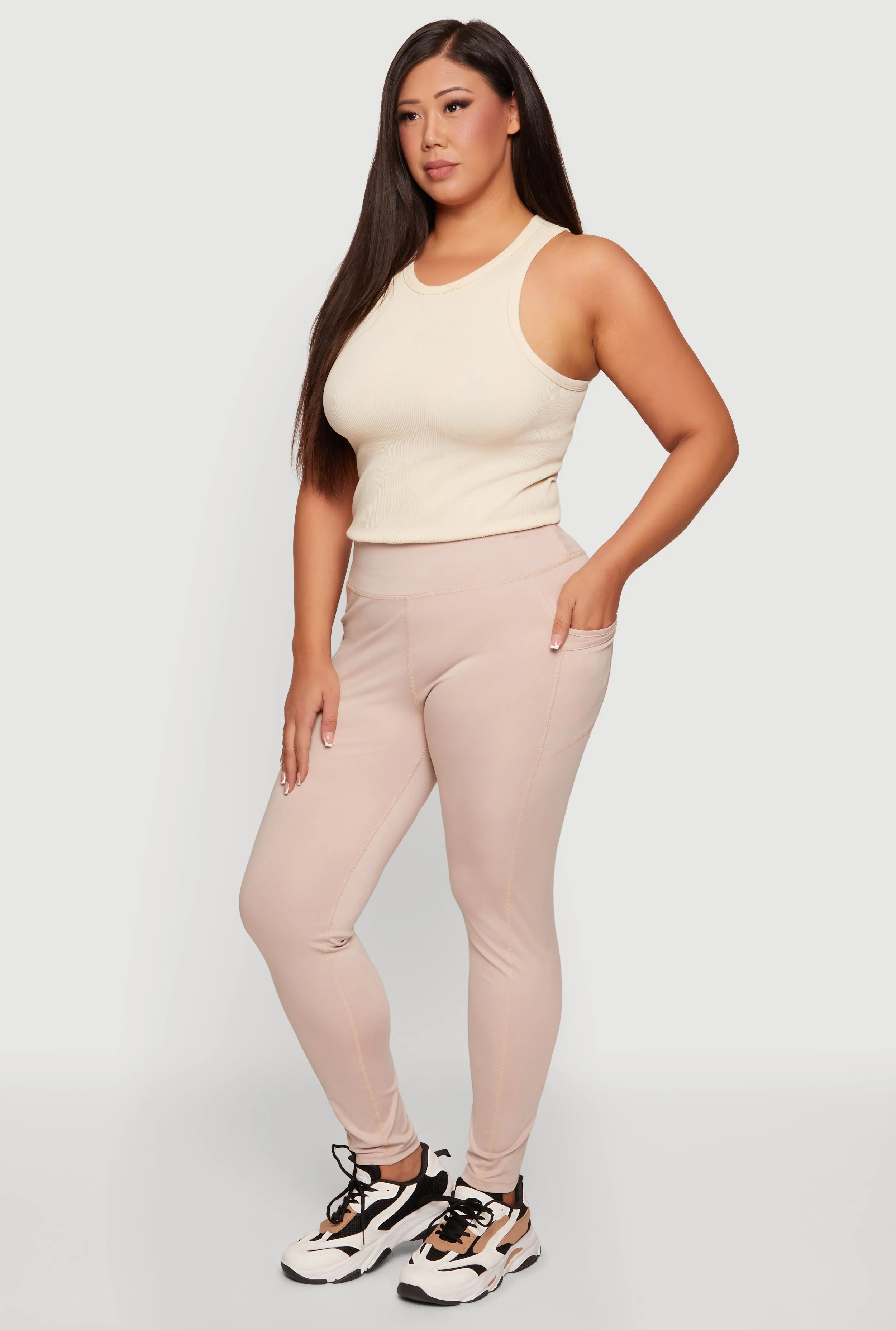 Plus Size High Waist Leggings with Cell Phone Pockets sold by Rainbow product image thumbnail 2