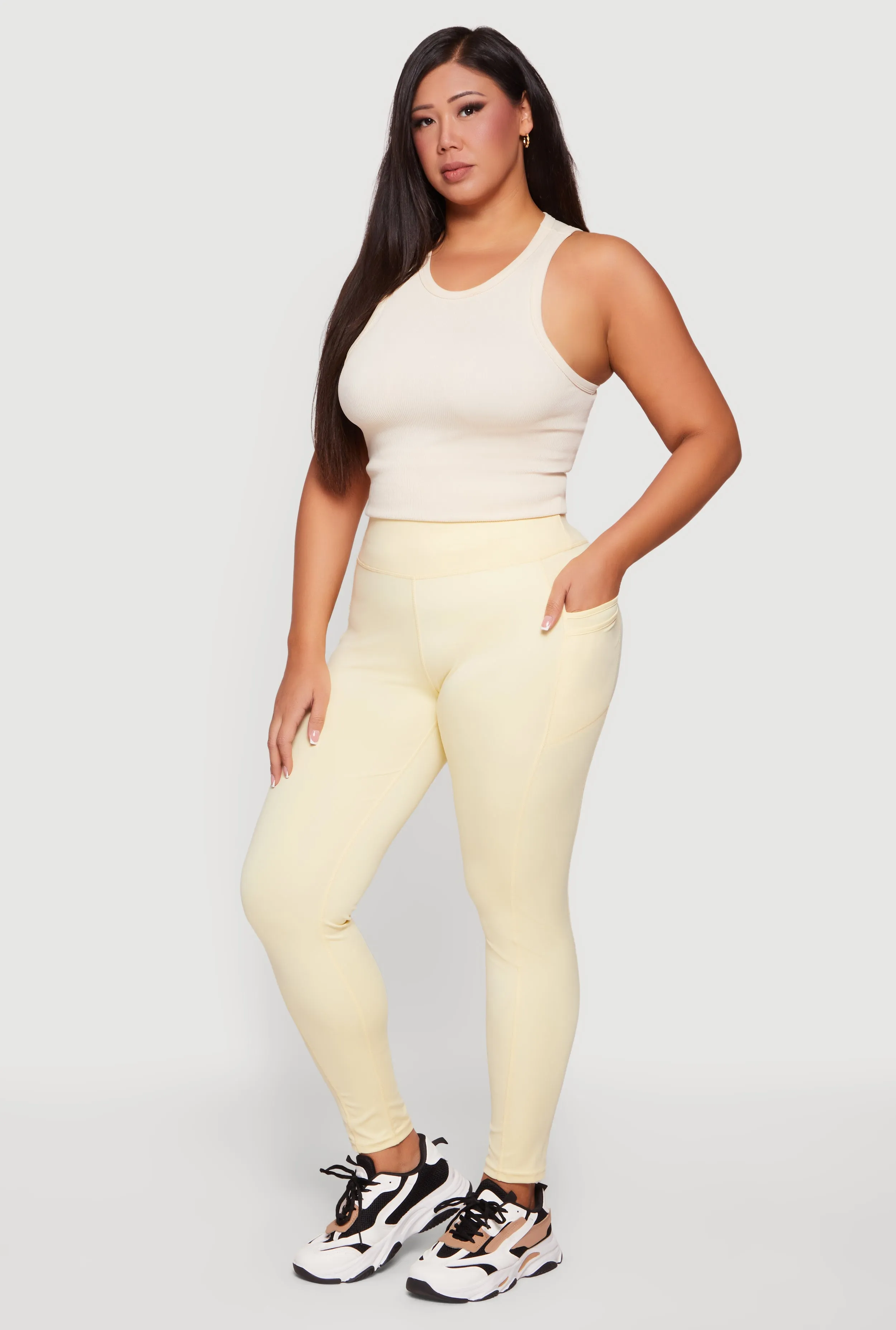 Plus Size High Waist Leggings with Cell Phone Pockets sold by Rainbow product image thumbnail 2
