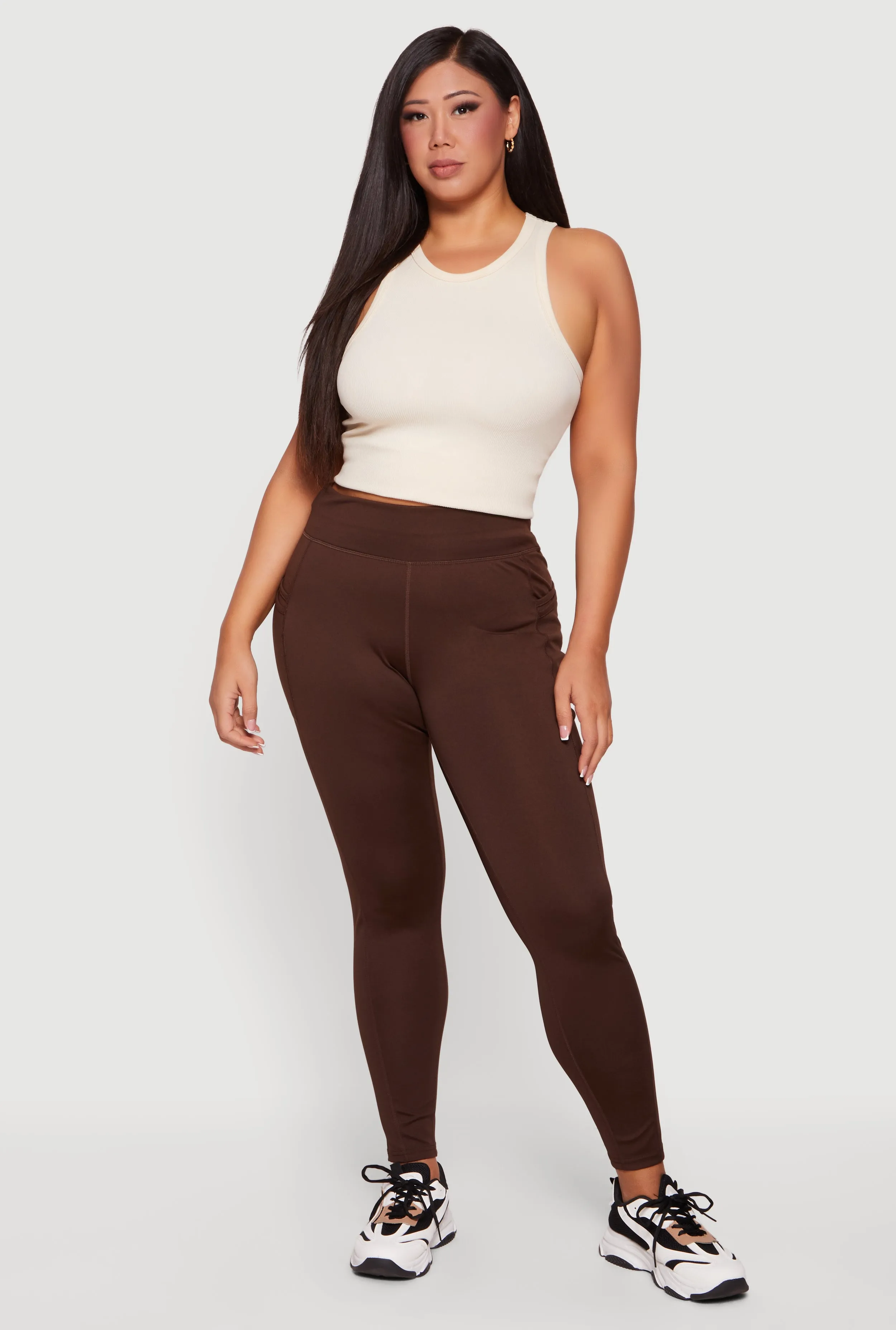 Plus Size High Waist Leggings with Cell Phone Pockets sold by Rainbow