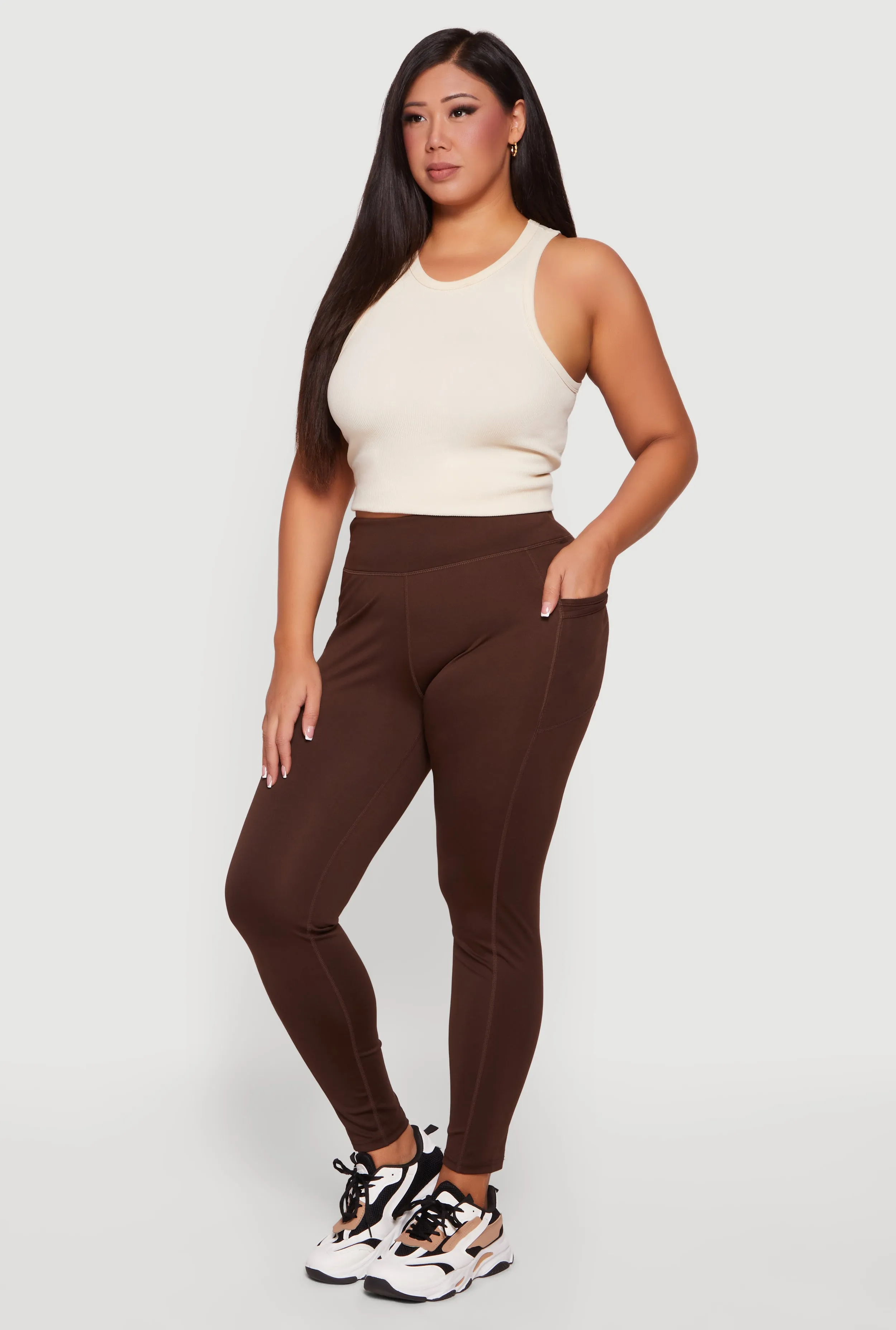Plus Size High Waist Leggings with Cell Phone Pockets sold by Rainbow product image thumbnail 2