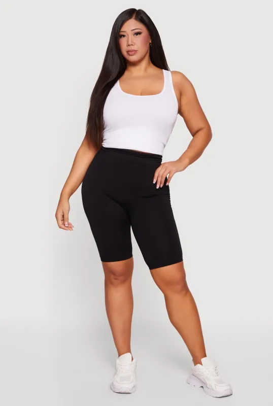 Plus Size Seamless High Waisted Biker Shorts made by Rainbow