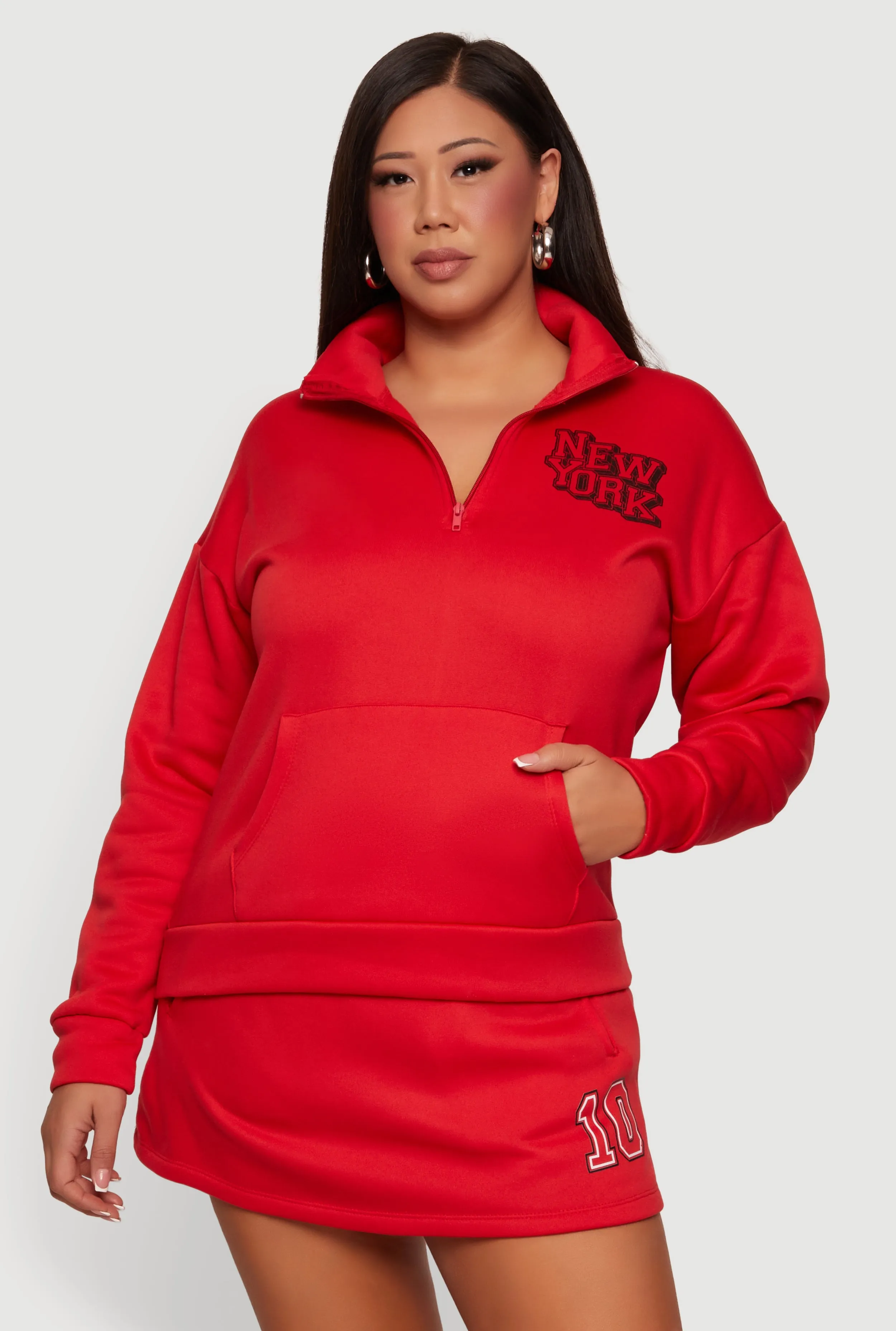 Plus Size New York Graphic Quarter Zip Sweatshirt sold by Rainbow