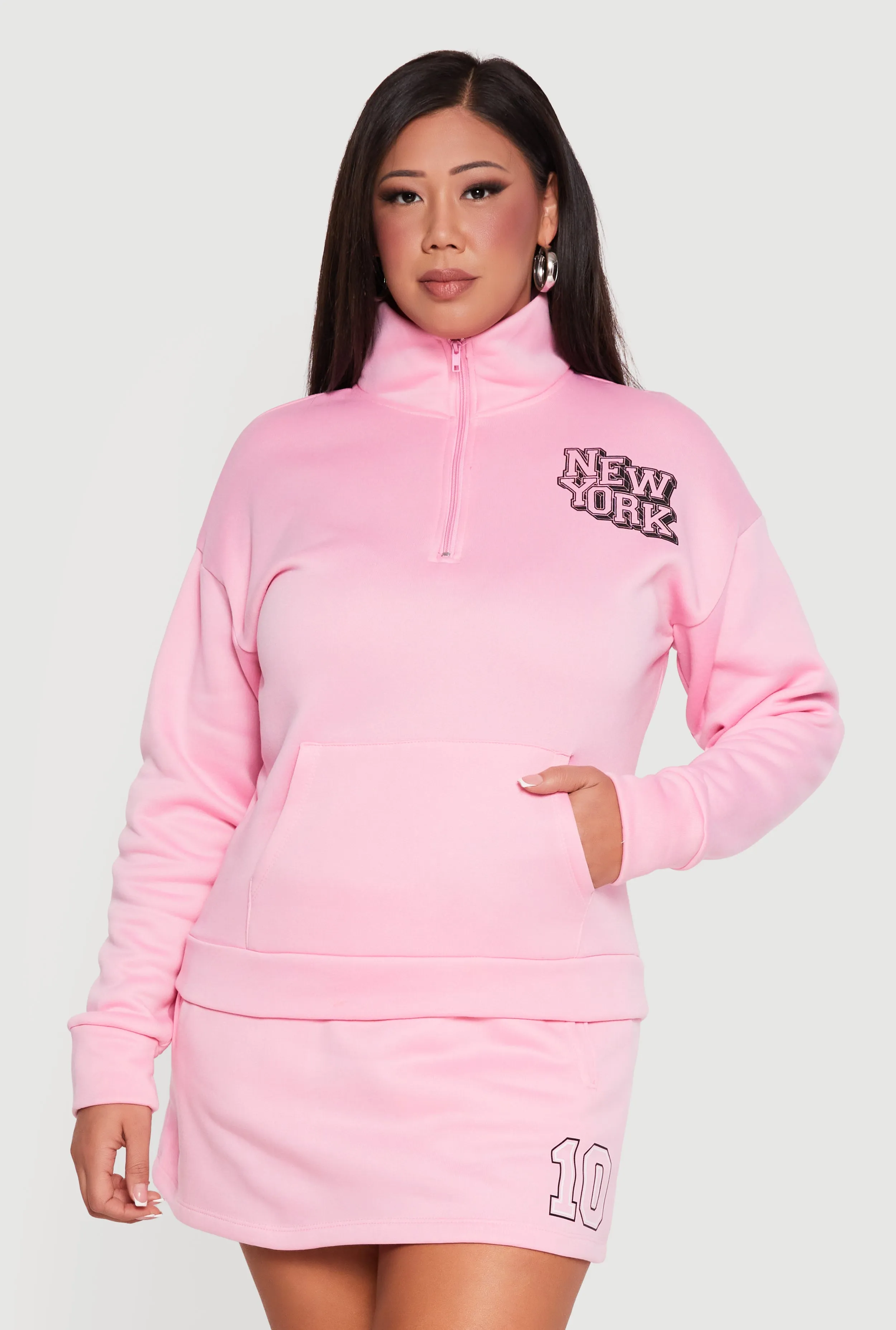 Plus Size New York Graphic Quarter Zip Sweatshirt sold by Rainbow product image thumbnail 2