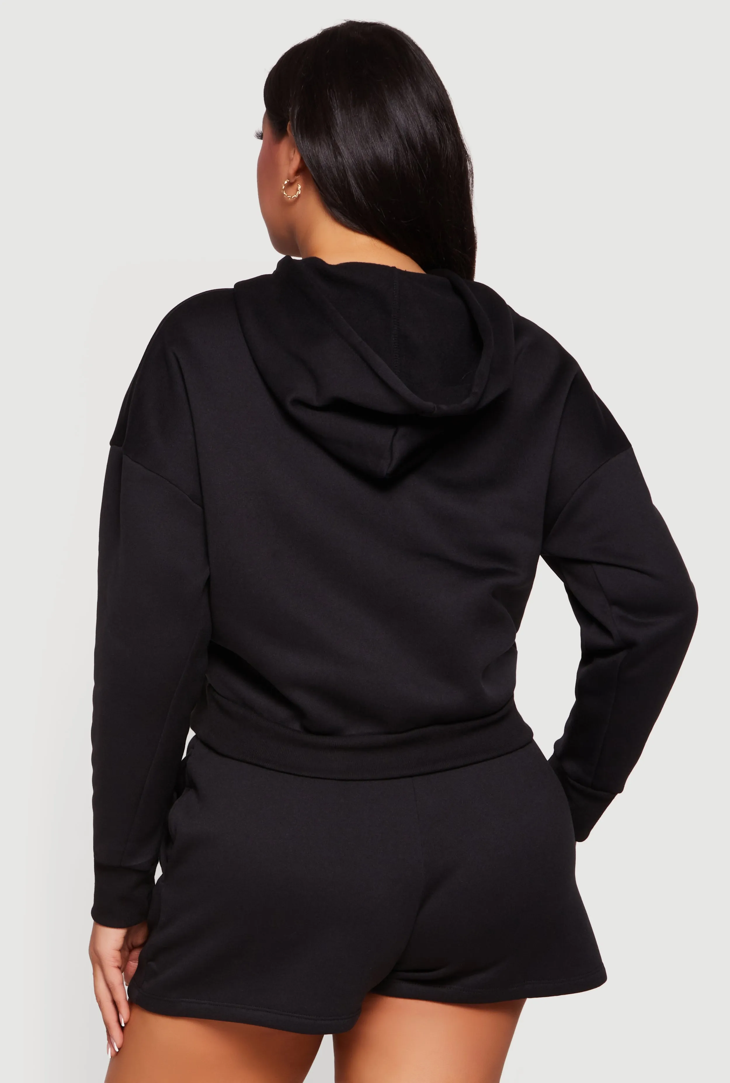 Plus Size Zip Front Fleece Lined Hooded Sweatshirt sold by Rainbow product image thumbnail 5