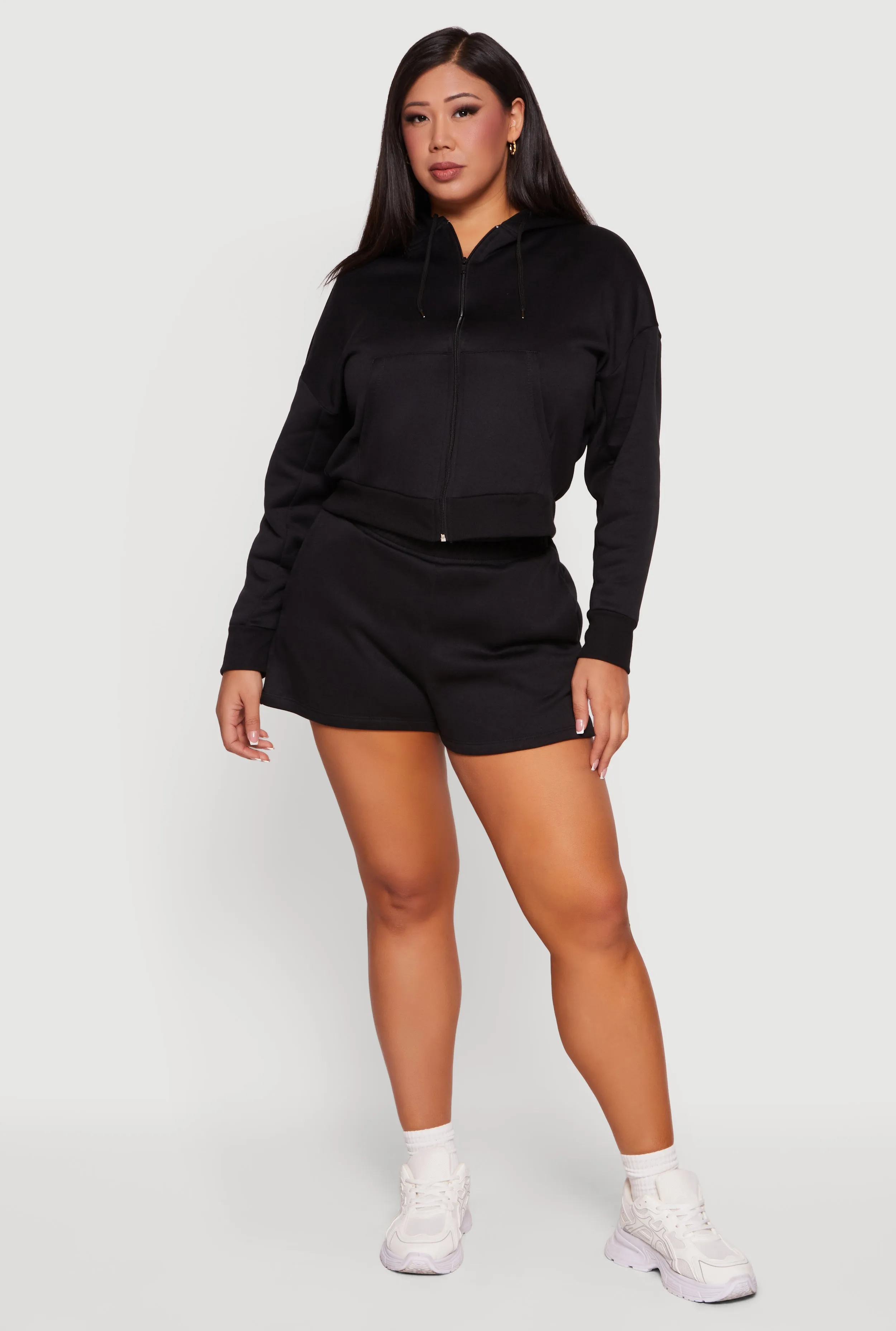 Plus Size Zip Front Fleece Lined Hooded Sweatshirt sold by Rainbow product image thumbnail 2