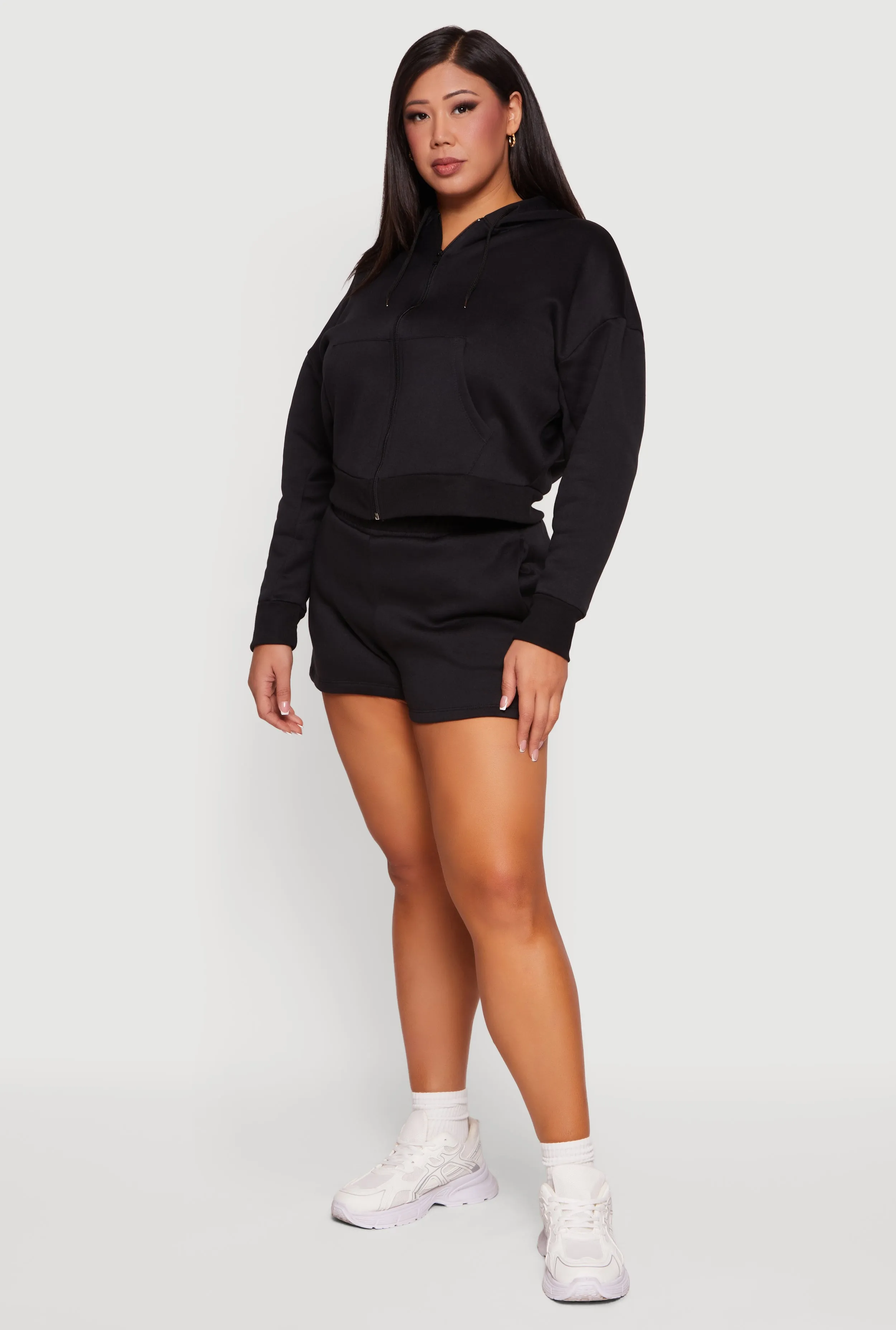 Plus Size Zip Front Fleece Lined Hooded Sweatshirt sold by Rainbow product image thumbnail 3