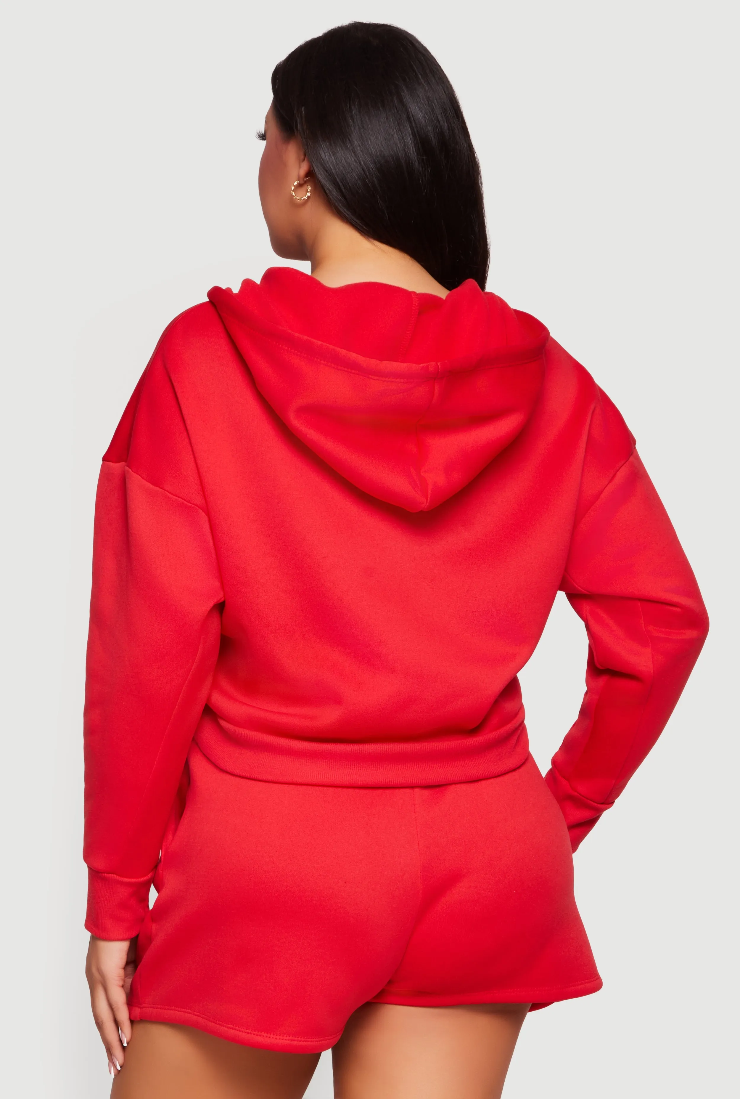 Plus Size Zip Front Fleece Lined Hooded Sweatshirt sold by Rainbow product image thumbnail 5