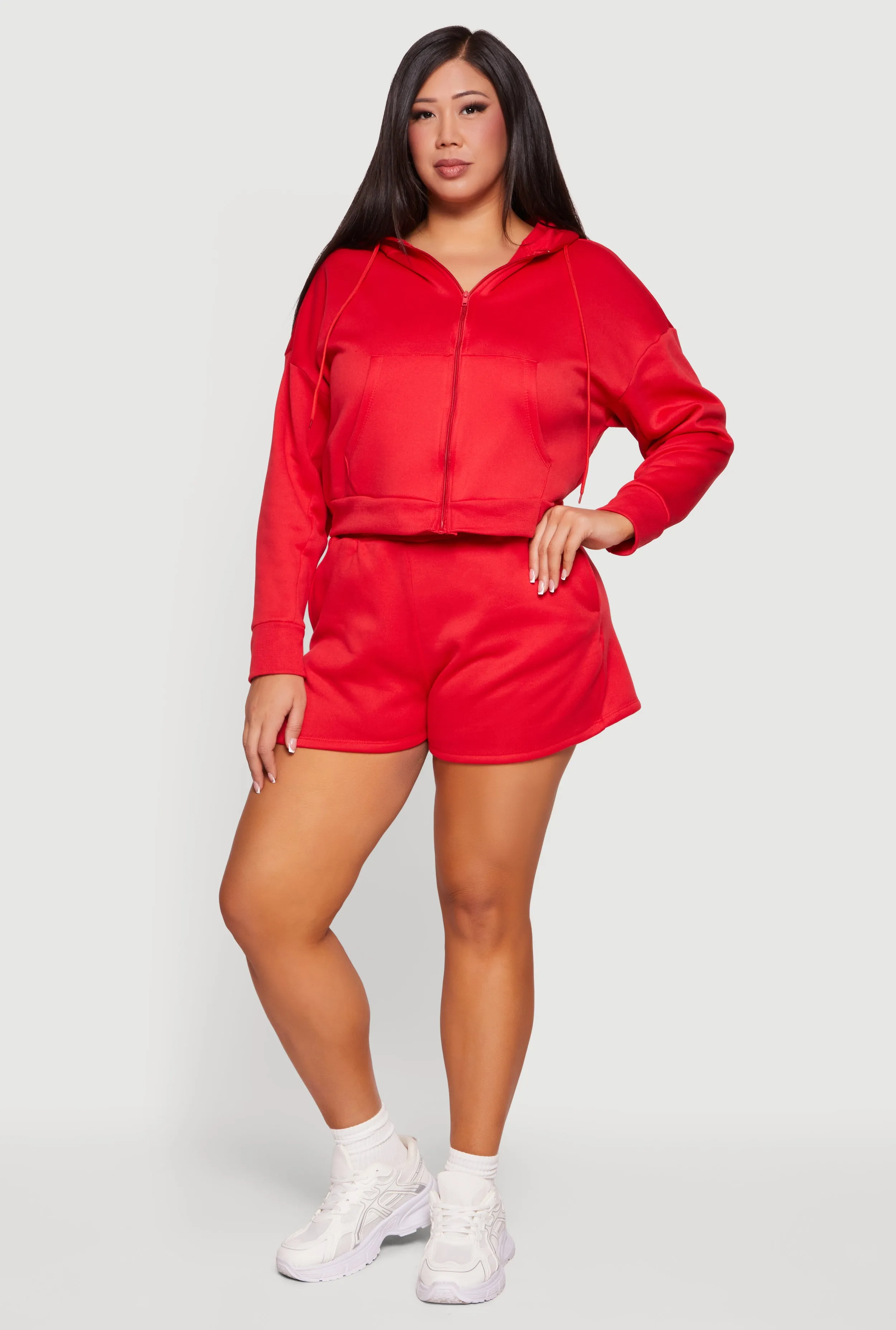 Plus Size Zip Front Fleece Lined Hooded Sweatshirt sold by Rainbow product image thumbnail 2