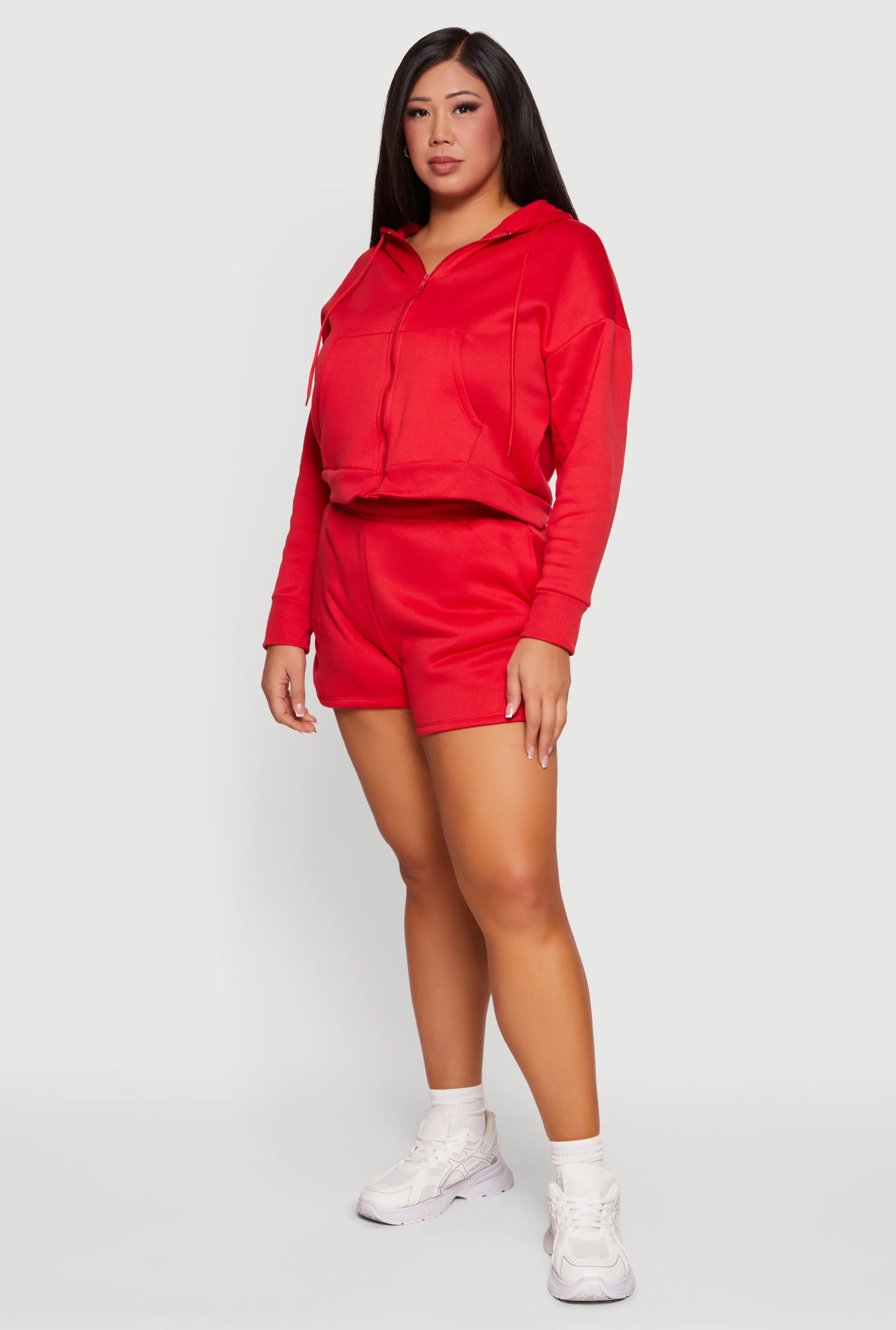 Plus Size Zip Front Fleece Lined Hooded Sweatshirt sold by Rainbow product image thumbnail 3
