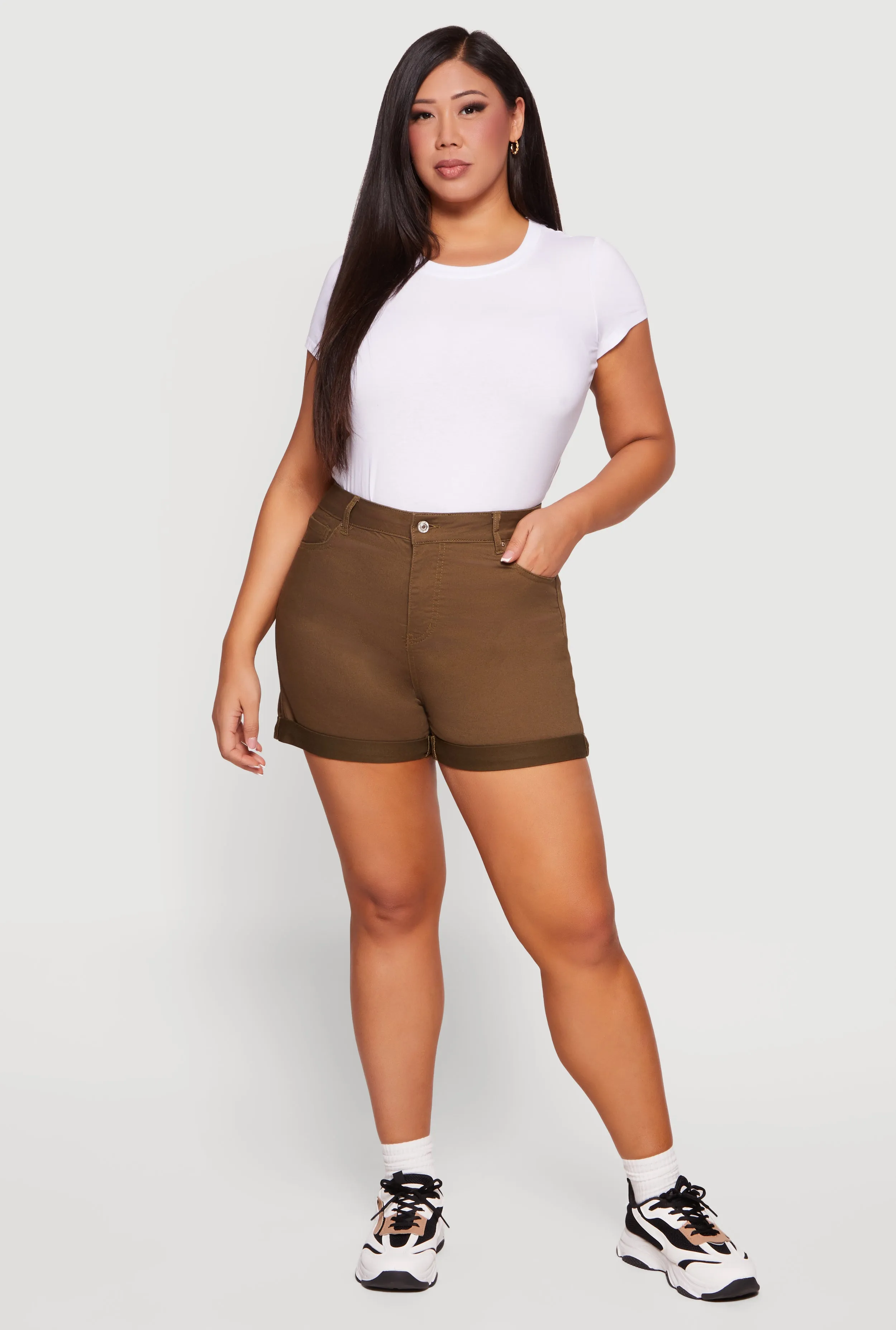 Plus Size High Waisted Fixed Cuff Shorts sold by Rainbow product image thumbnail 5